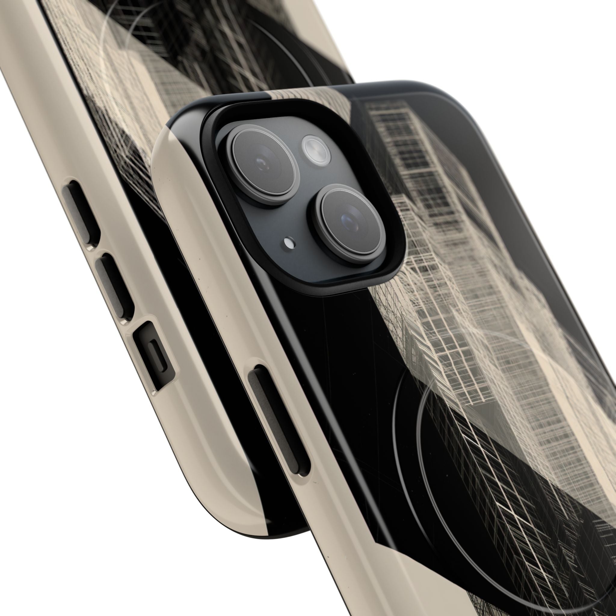 Beige Tough 2.0 Magsafe Phone Case for iPhone - Monolith Urban Grid
