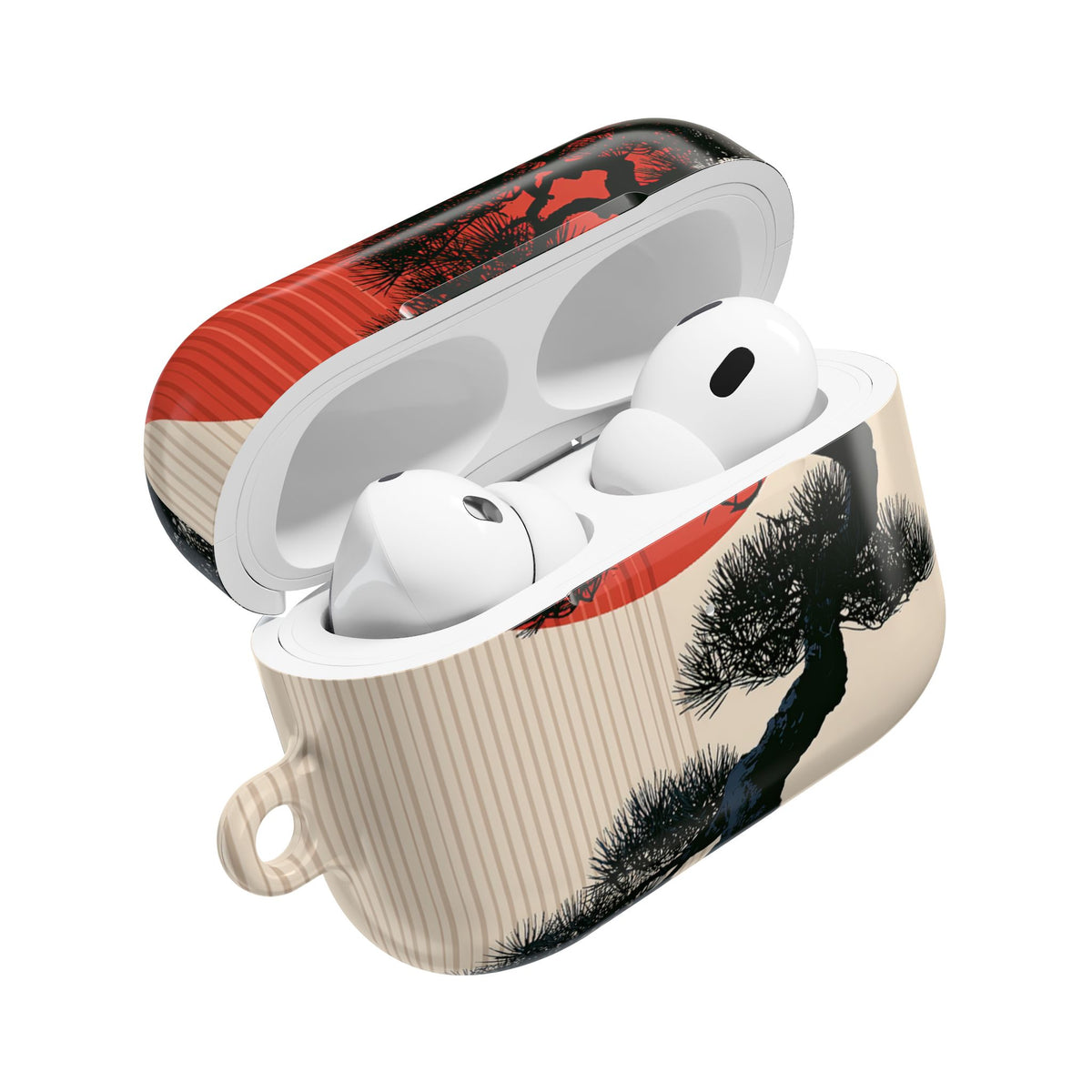 Crimson Sun Bonsai · Hard Case for AirPods & AirPods Pro · Beige