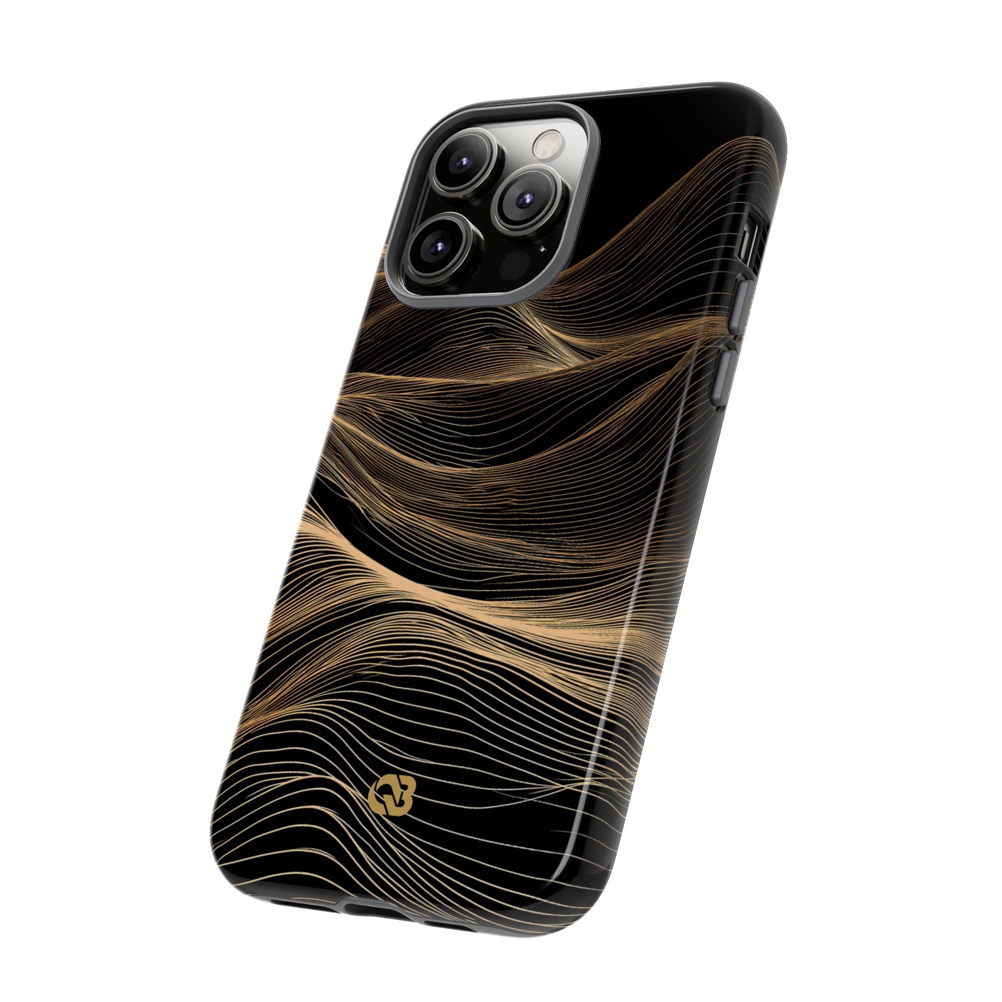 Black Tough Phone Case for iPhone - Copper Topo Ridge