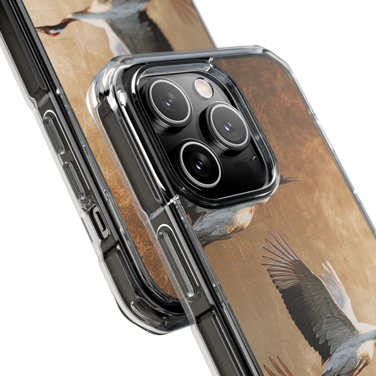 Golden Crane Flight · Clear Impact Magnetic Phone Case for iPhone · Gold