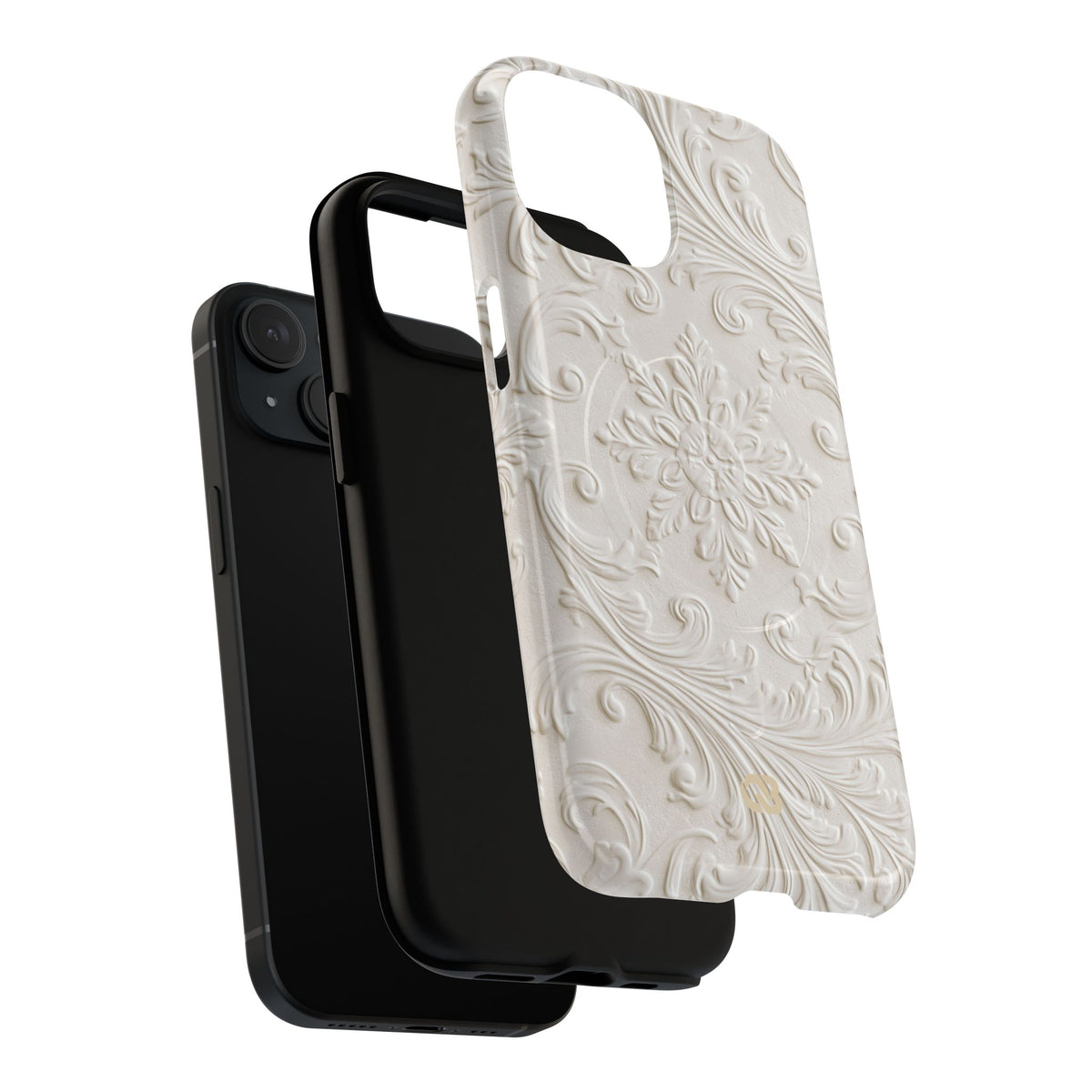 White Tough 2.0 Magsafe Phone Case for iPhone - Alabaster Floral Relief