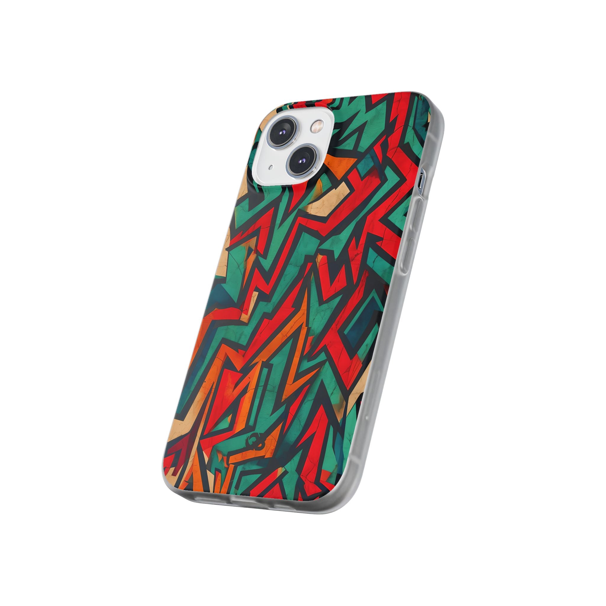 Jagged Teal Static · Soft Phone Case for iPhone