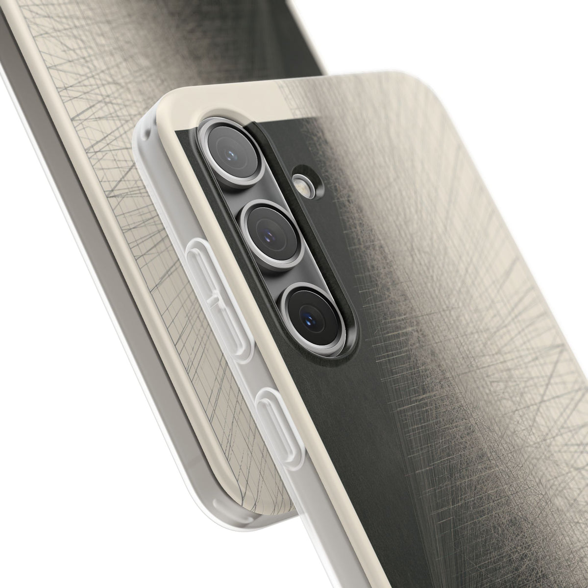 Beige Lite Phone Case for Samsung - Brutalist Graphite Grid