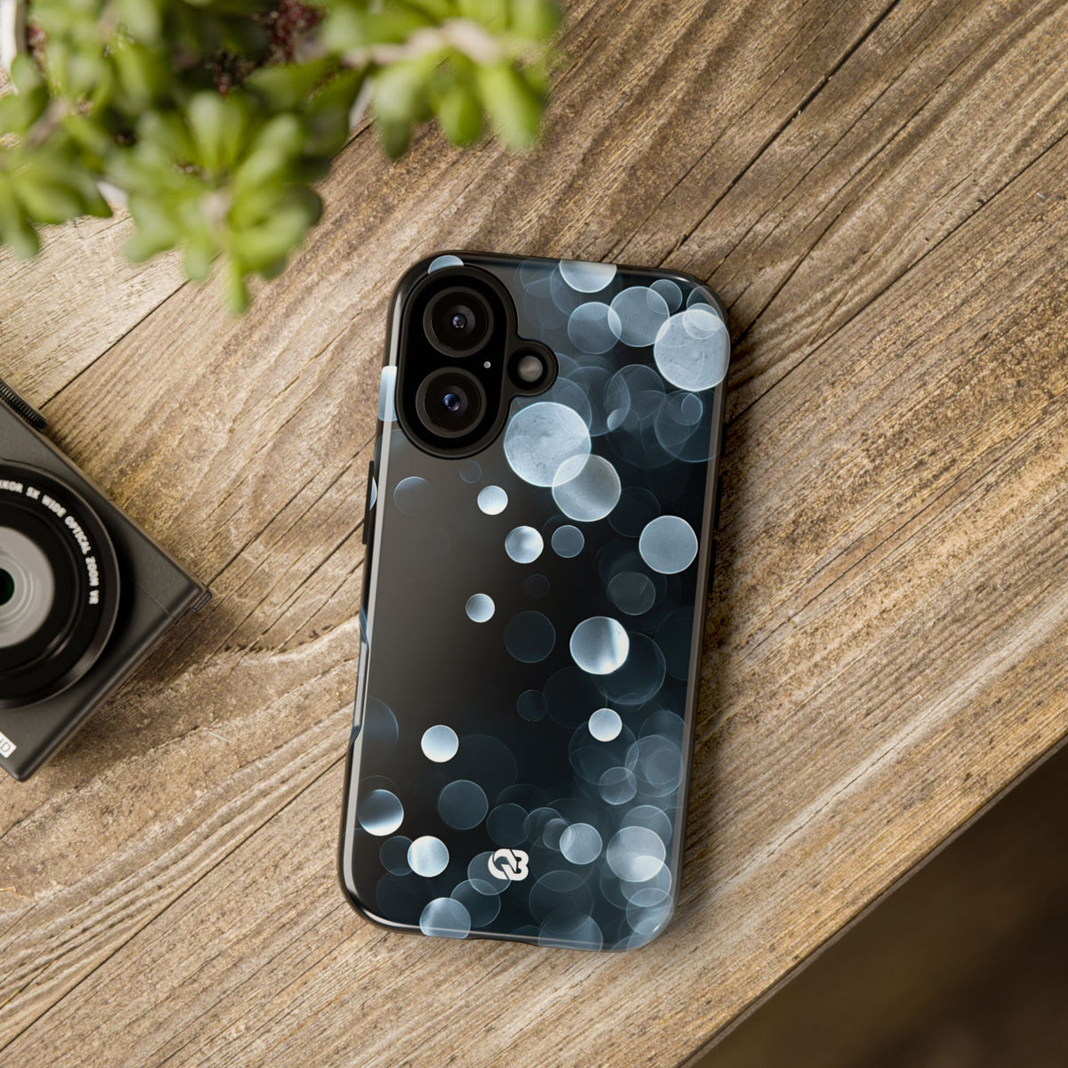 Black Tough Phone Case for iPhone - Silver Orbit Glow