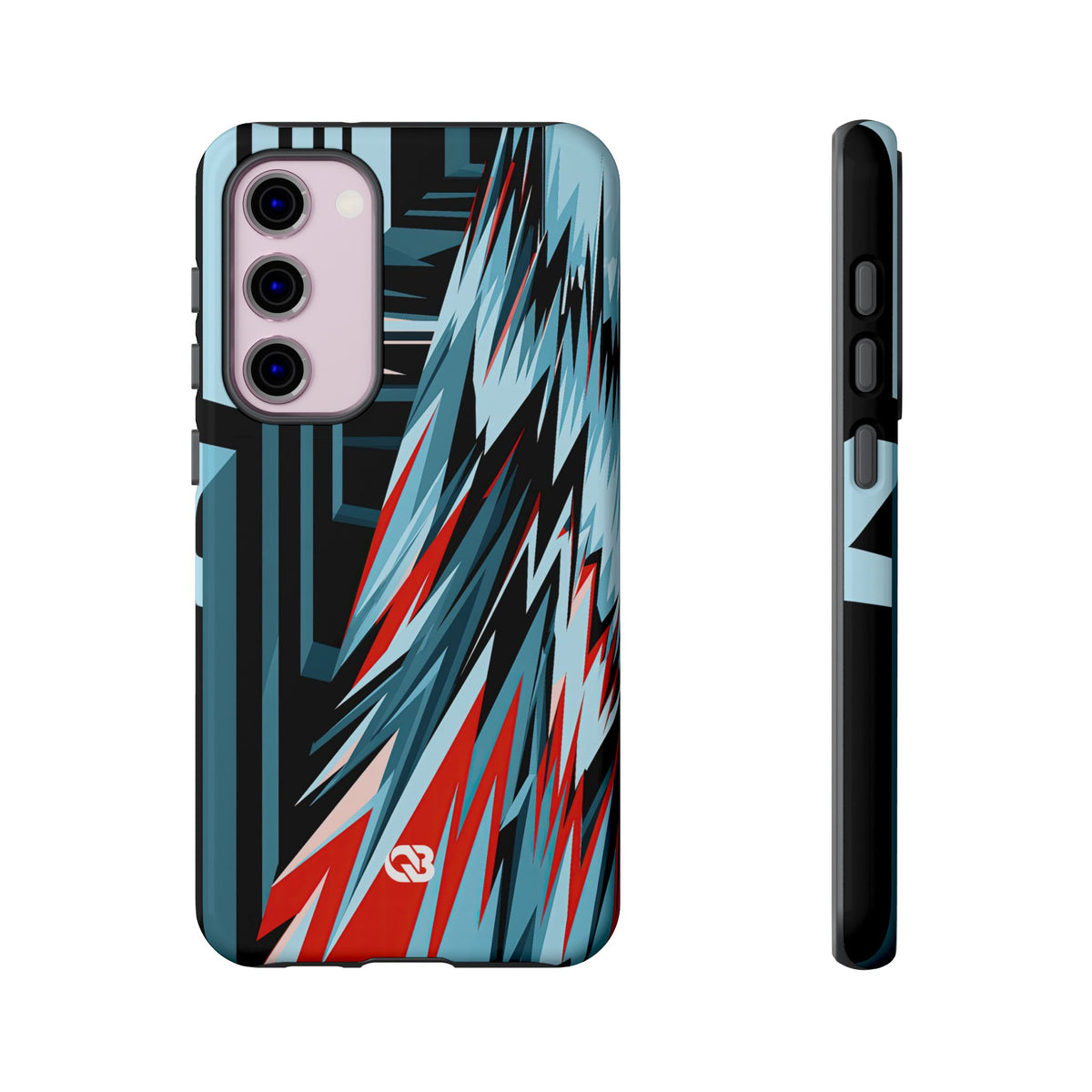 Blue Tough Phone Case for Samsung - Glitch Peak Cyan