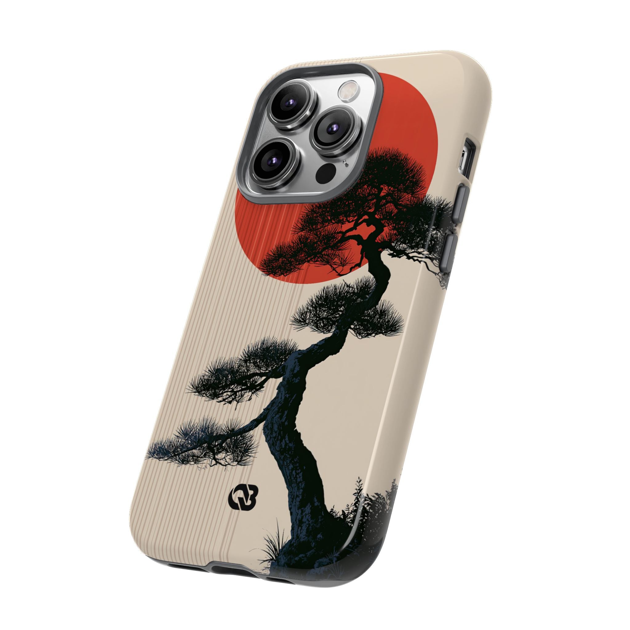 Beige Tough Phone Case for iPhone - Kyoto Crimson Pine