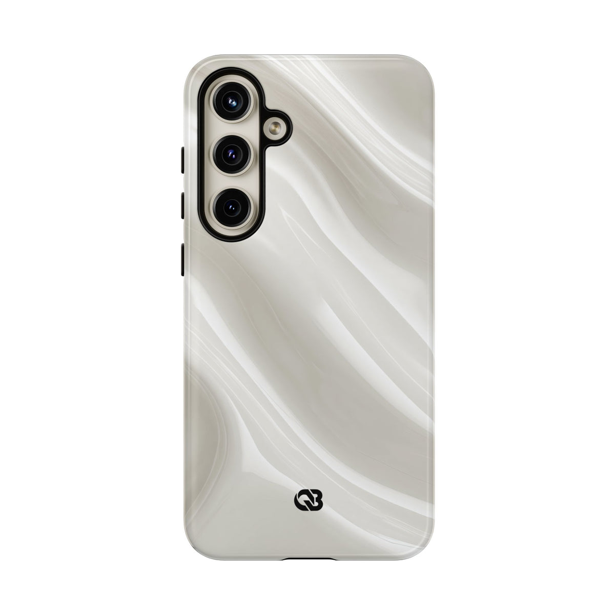 White Tough Phone Case for Samsung - Polished Ivory Wave