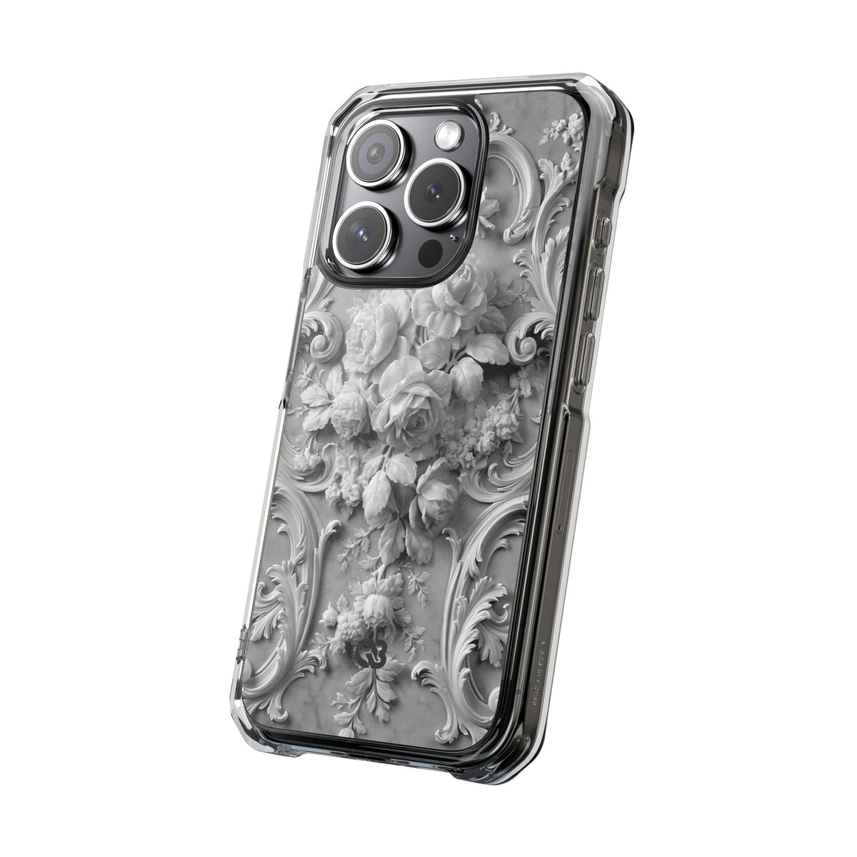 Rococo Marble Rose · Clear Impact Magnetic Phone Case for iPhone · White