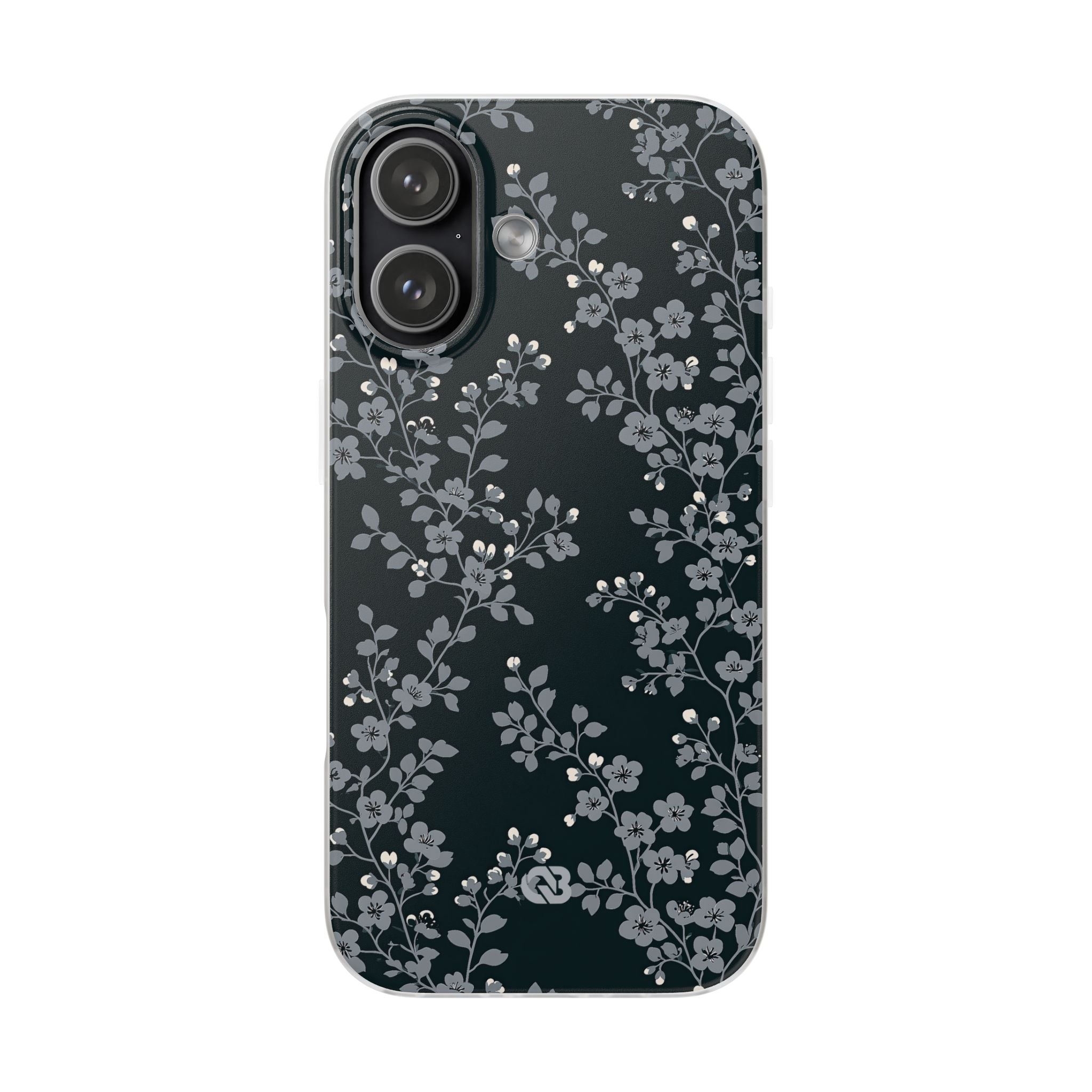 Black Lite Phone Case for iPhone - Midnight Slate Blossom