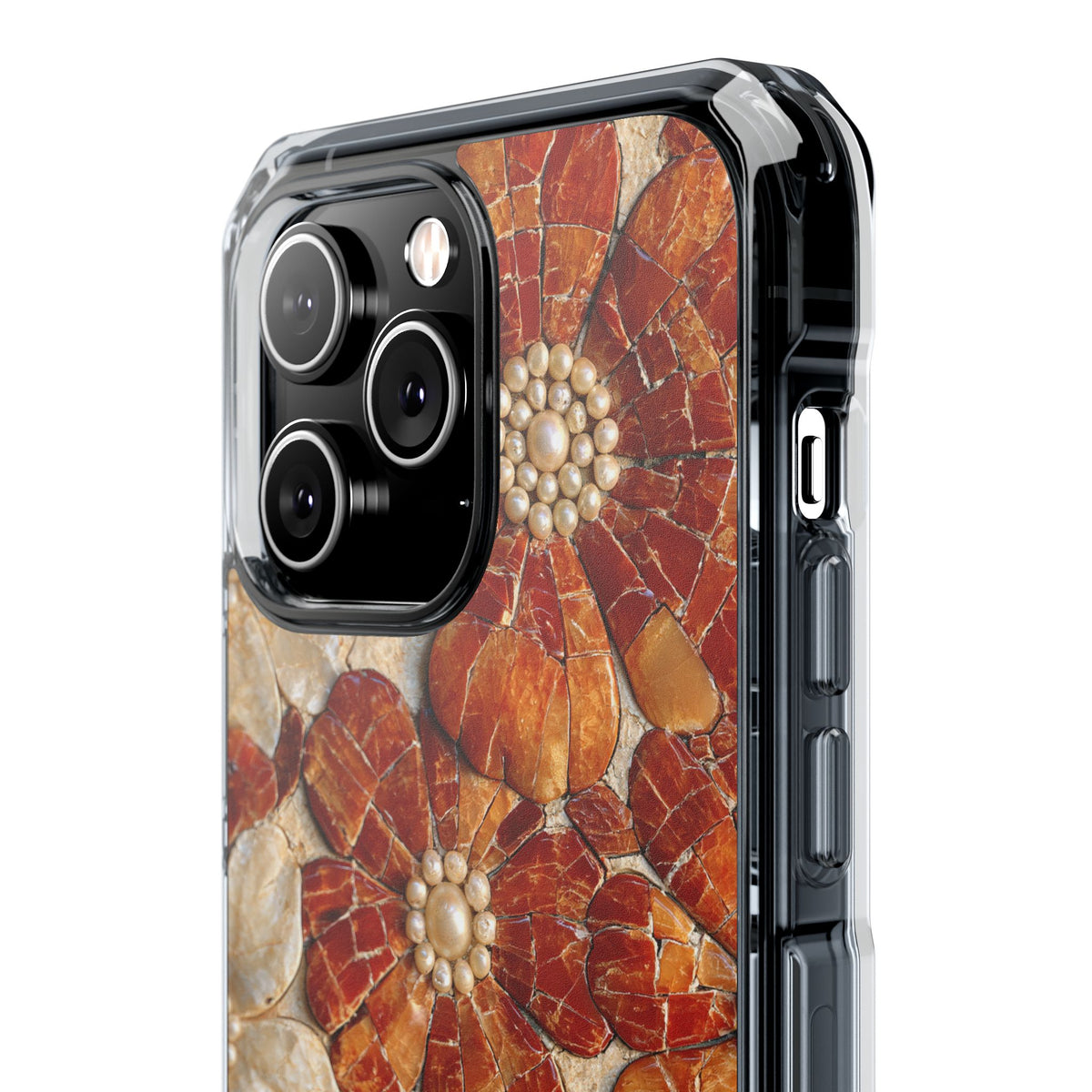 Carnelian Pearl Bloom · Clear Impact Magnetic Phone Case for iPhone · Orange