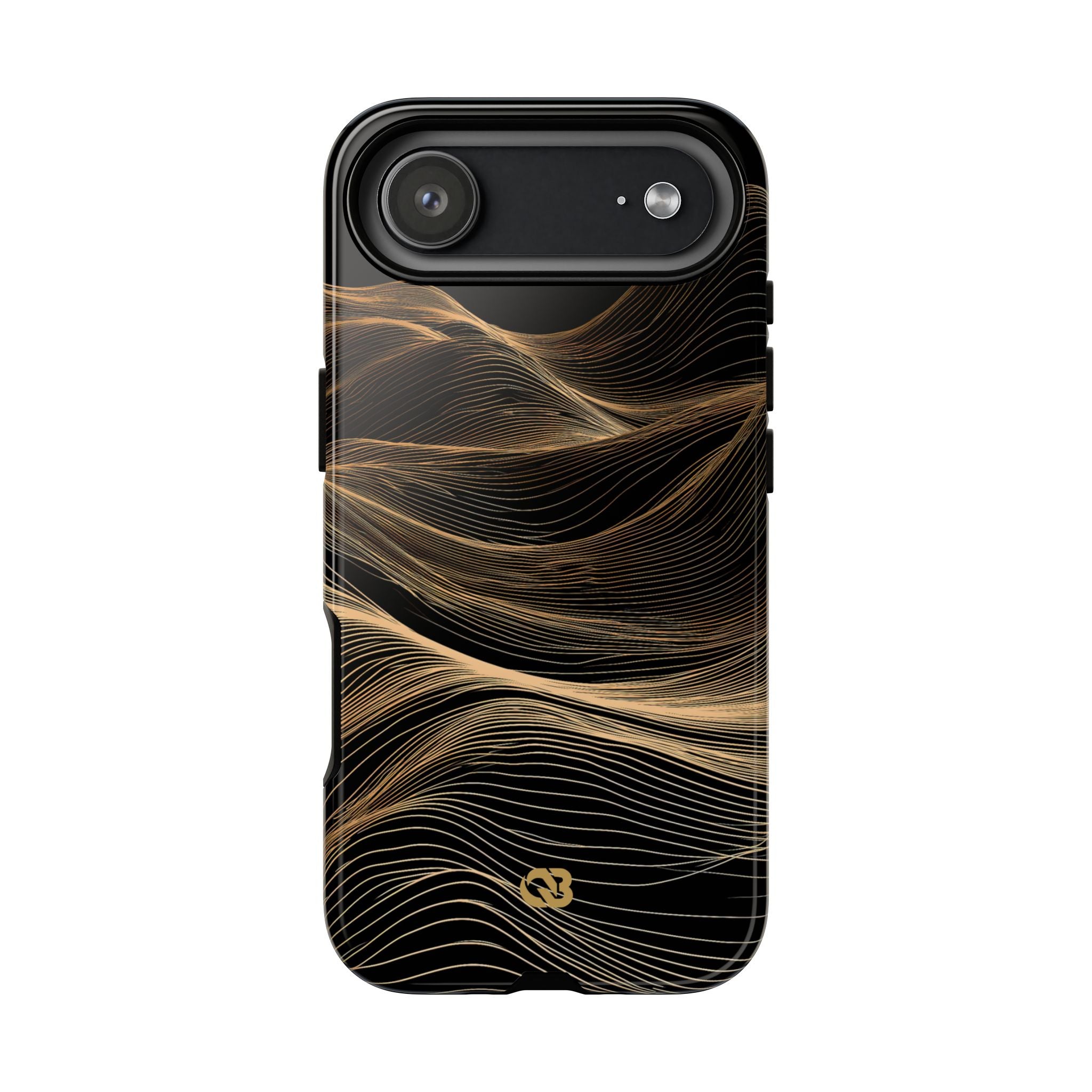 Black Tough Phone Case for iPhone - Copper Topo Ridge