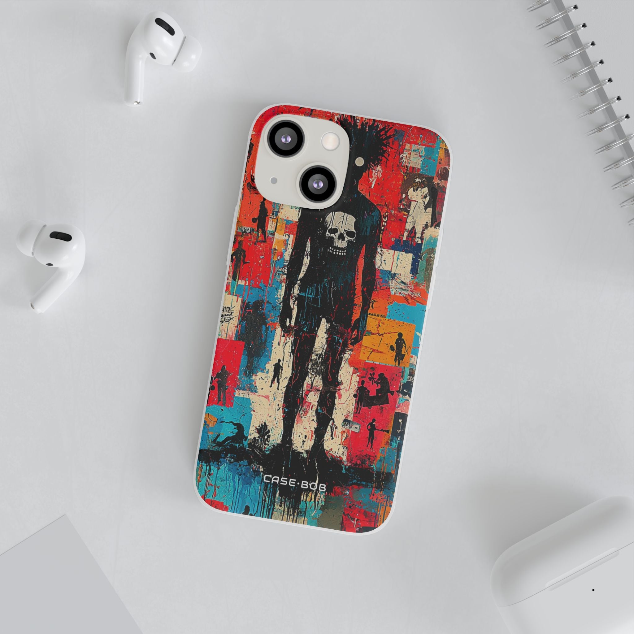 Piikikäs pääkallo siluetti iPhone 13 mini -pehmeä suojakotelo