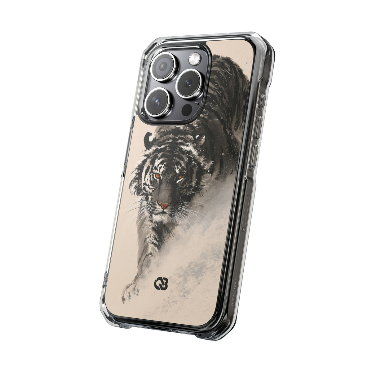 Ink Wash Tiger · Clear Impact Magnetic Phone Case for iPhone · Beige