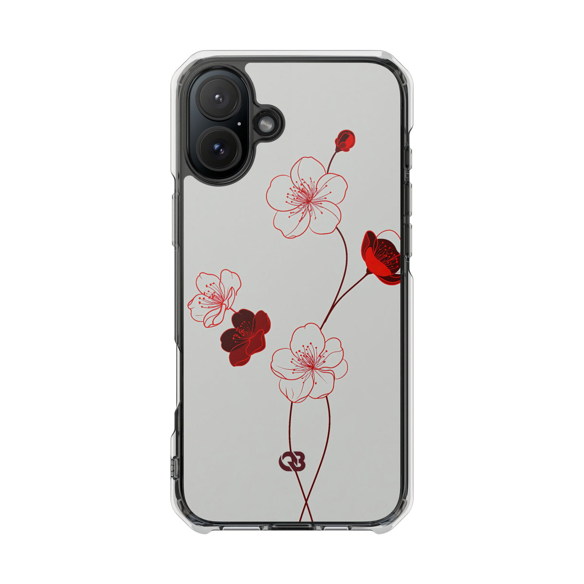 Crimson Sakura Blossom · Clear Impact Magnetic Phone Case for iPhone · Red