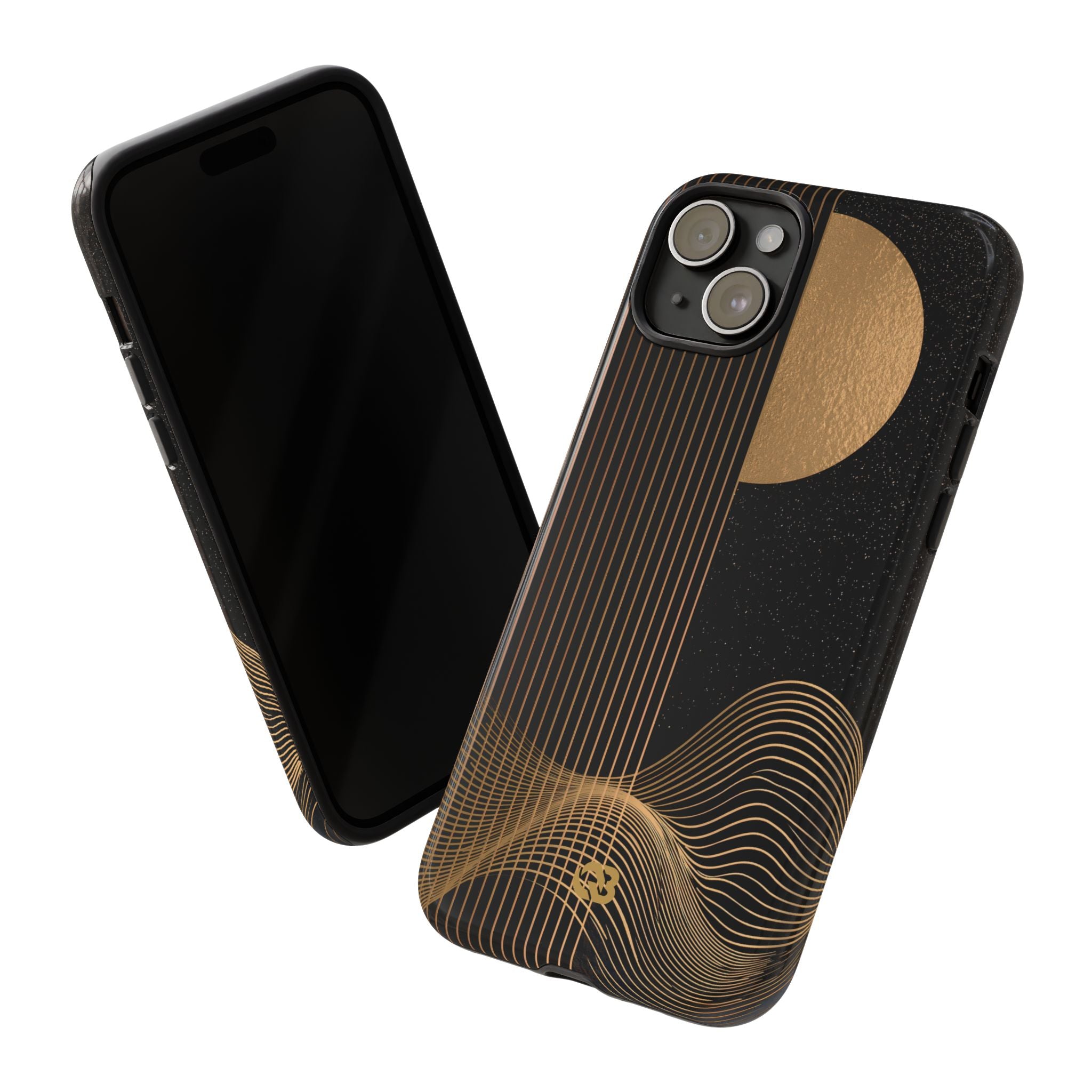 Gold Tough Phone Case for iPhone - Gilded Obsidian Dunes