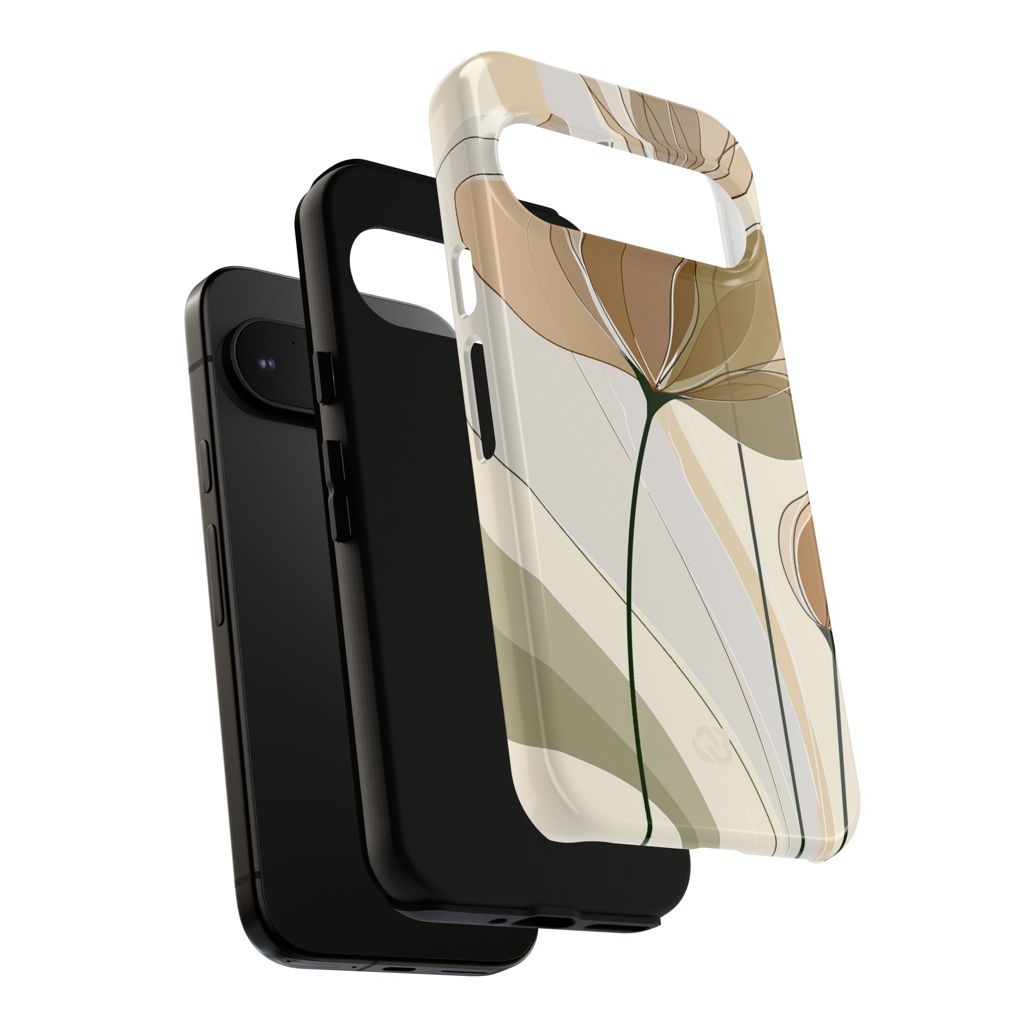 Beige Tough Phone Case for Google Pixel - Muted Ochre Petals