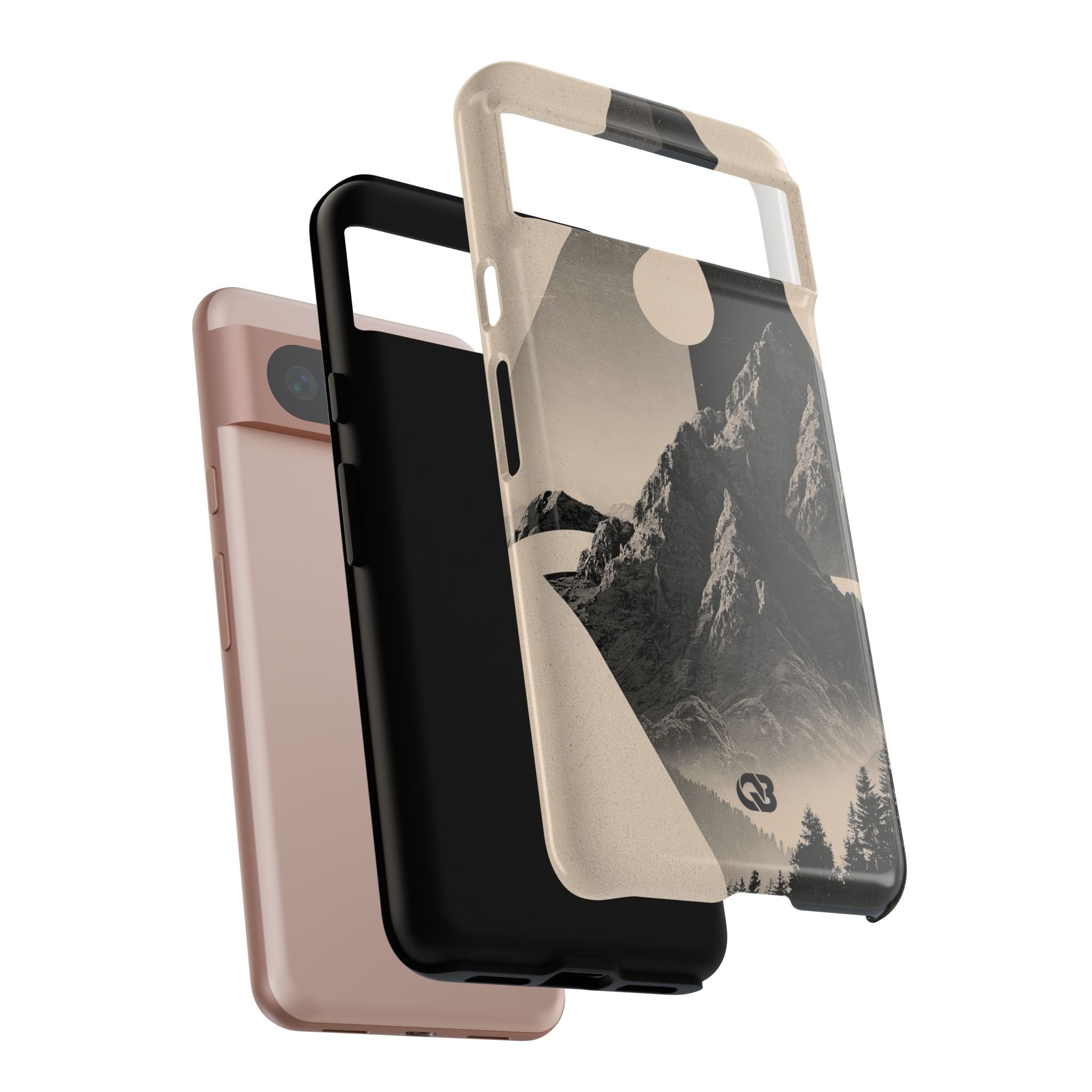 Beige Tough Phone Case for Google Pixel - Obsidian Summit Parchment