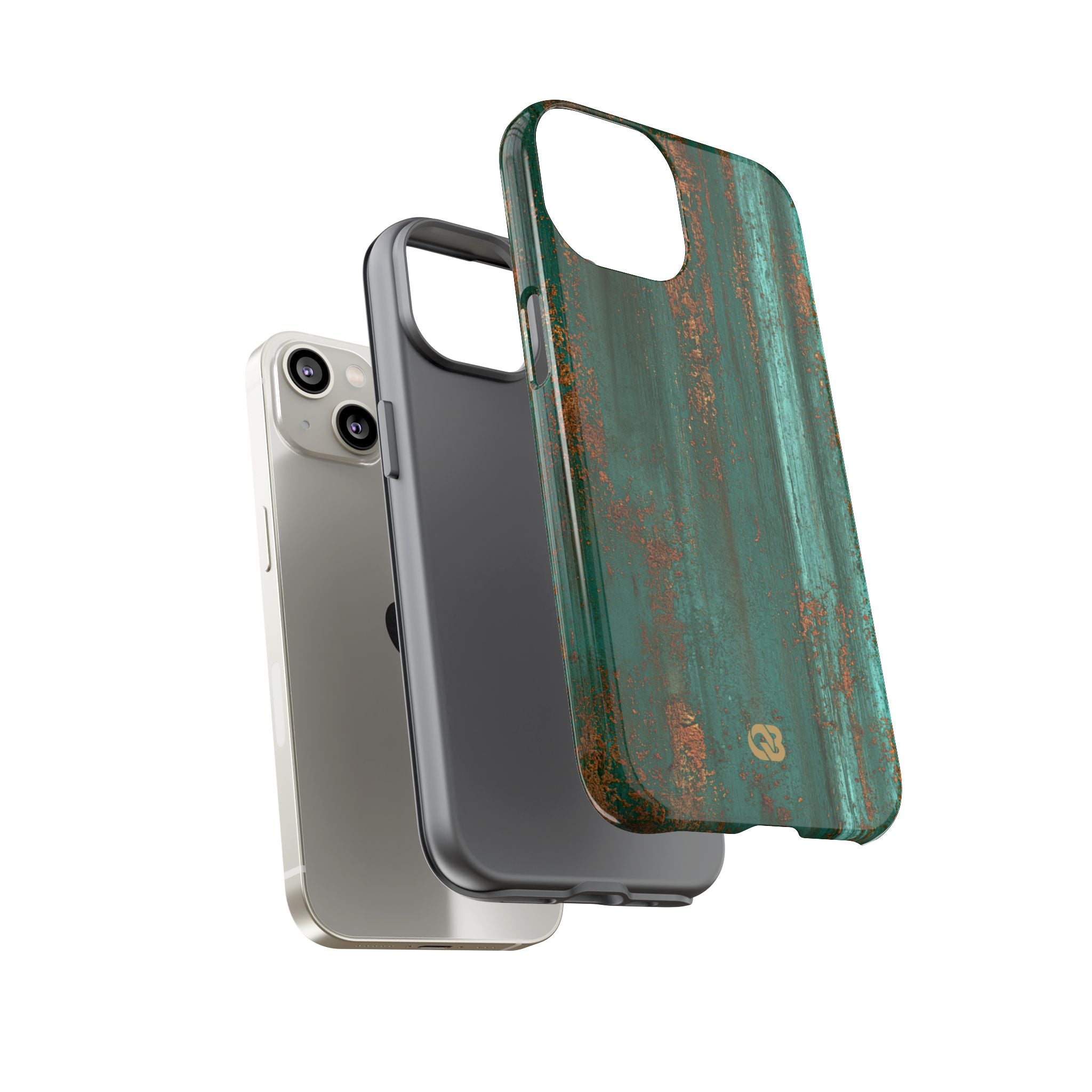 Teal Tough Phone Case for iPhone - Verdigris Copper Siding