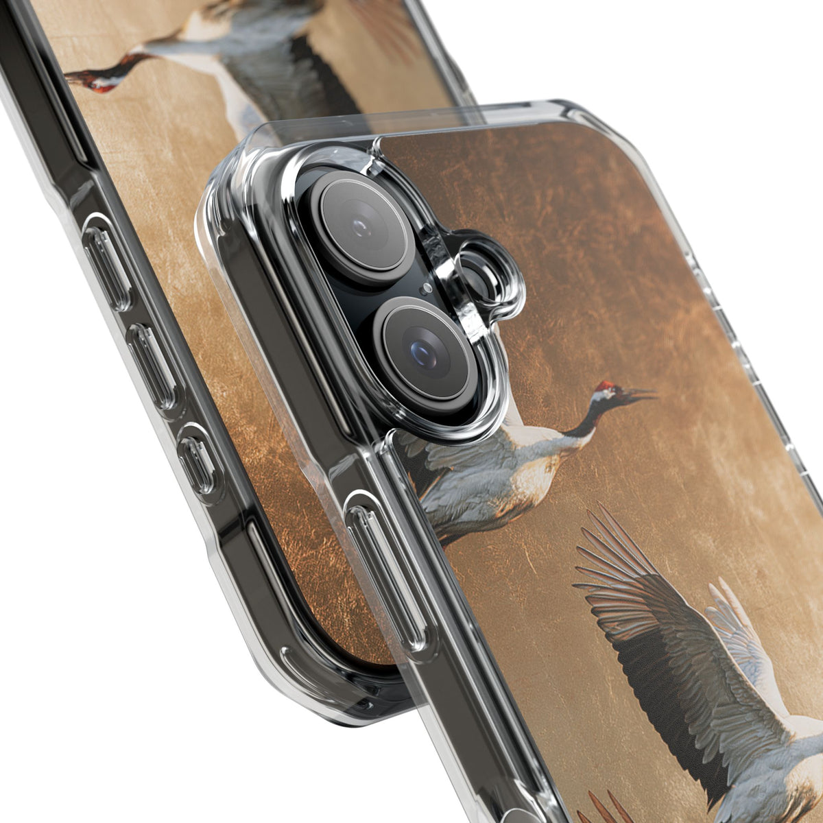 Golden Crane Flight · Clear Impact Magnetic Phone Case for iPhone · Gold