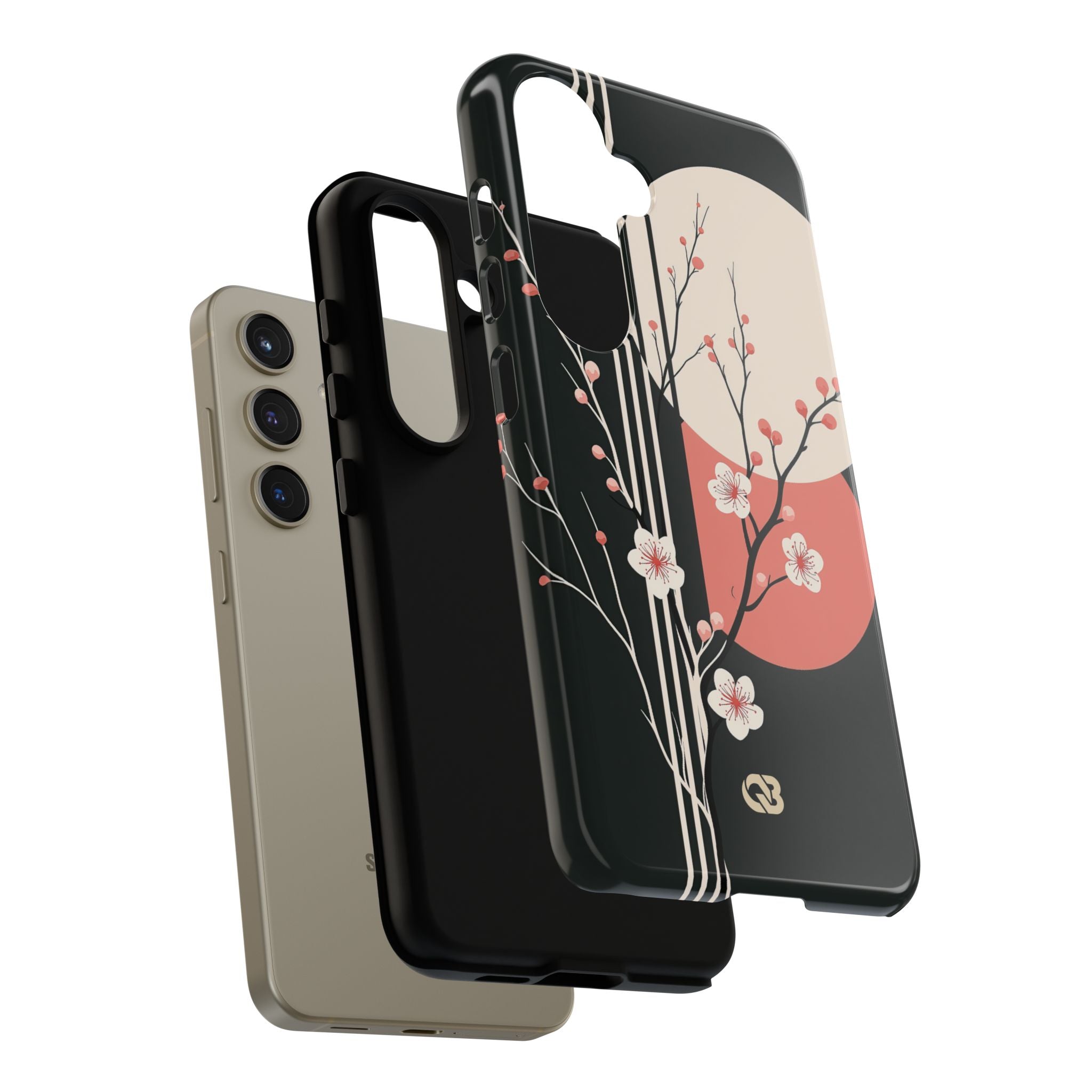 Black Tough Phone Case for Samsung - Kyoto Midnight Blossom