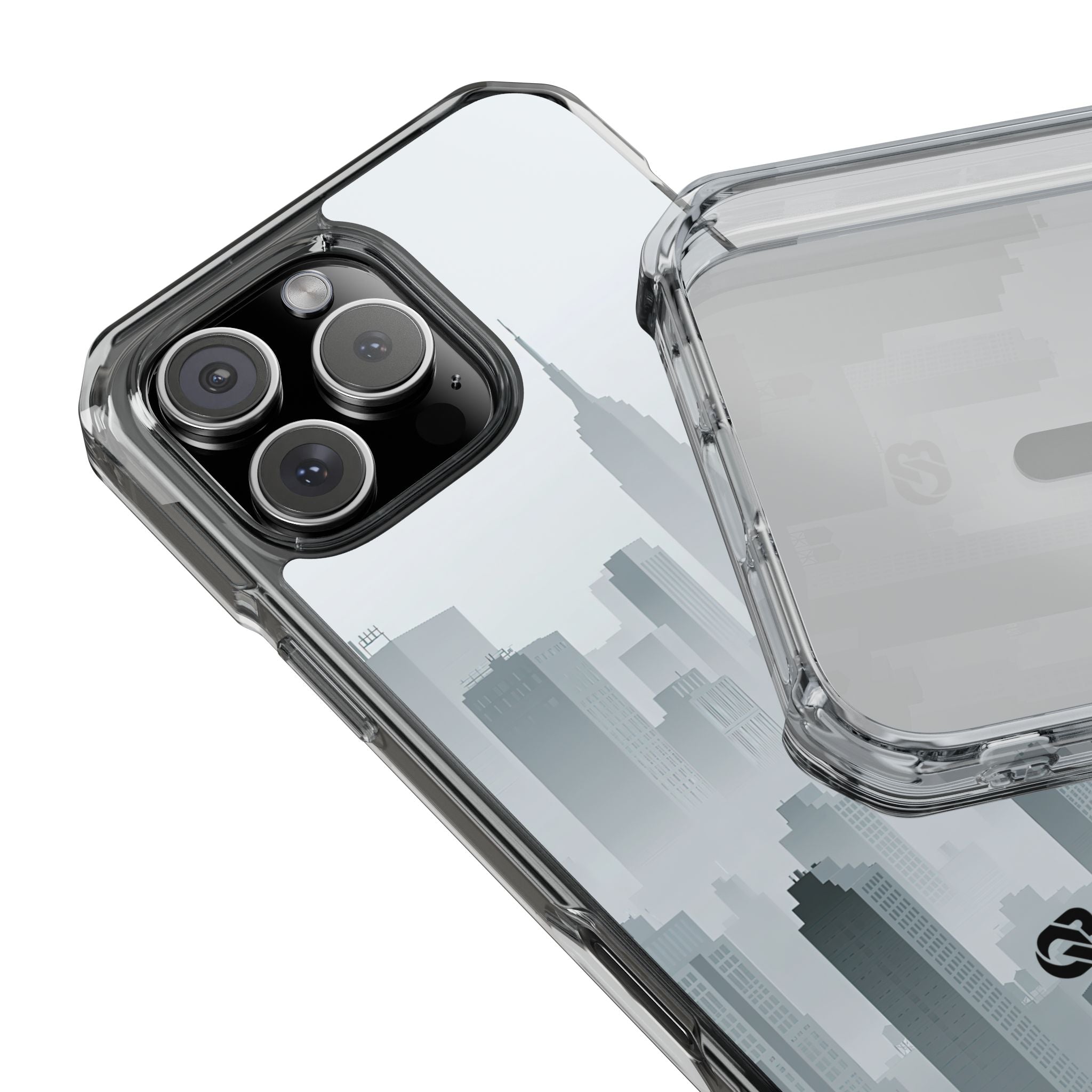 Grey Impact MagSafe Phone Case for iPhone - Steel Mist Skyline