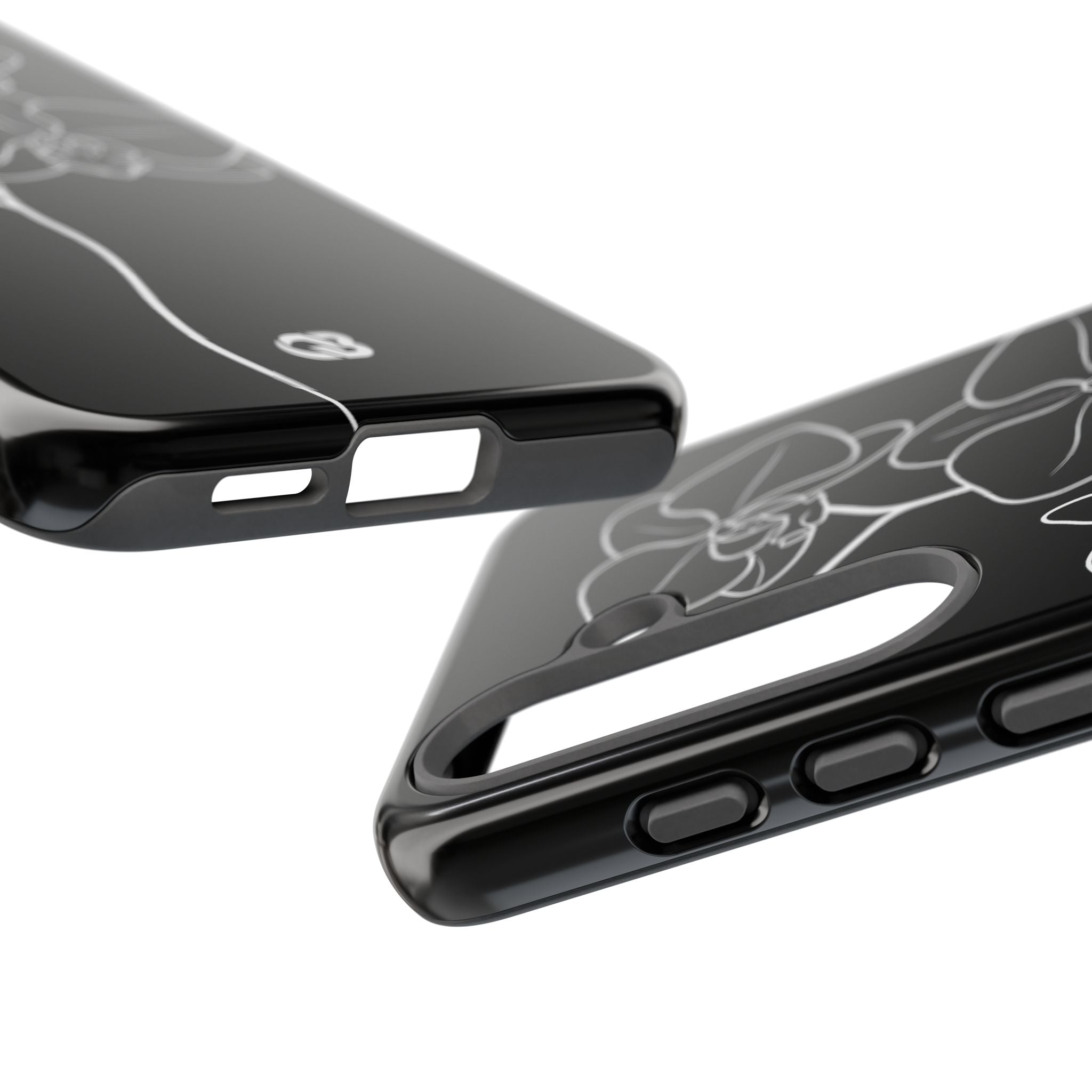 Black Tough Phone Case for Samsung - Noir Alabaster Orchid