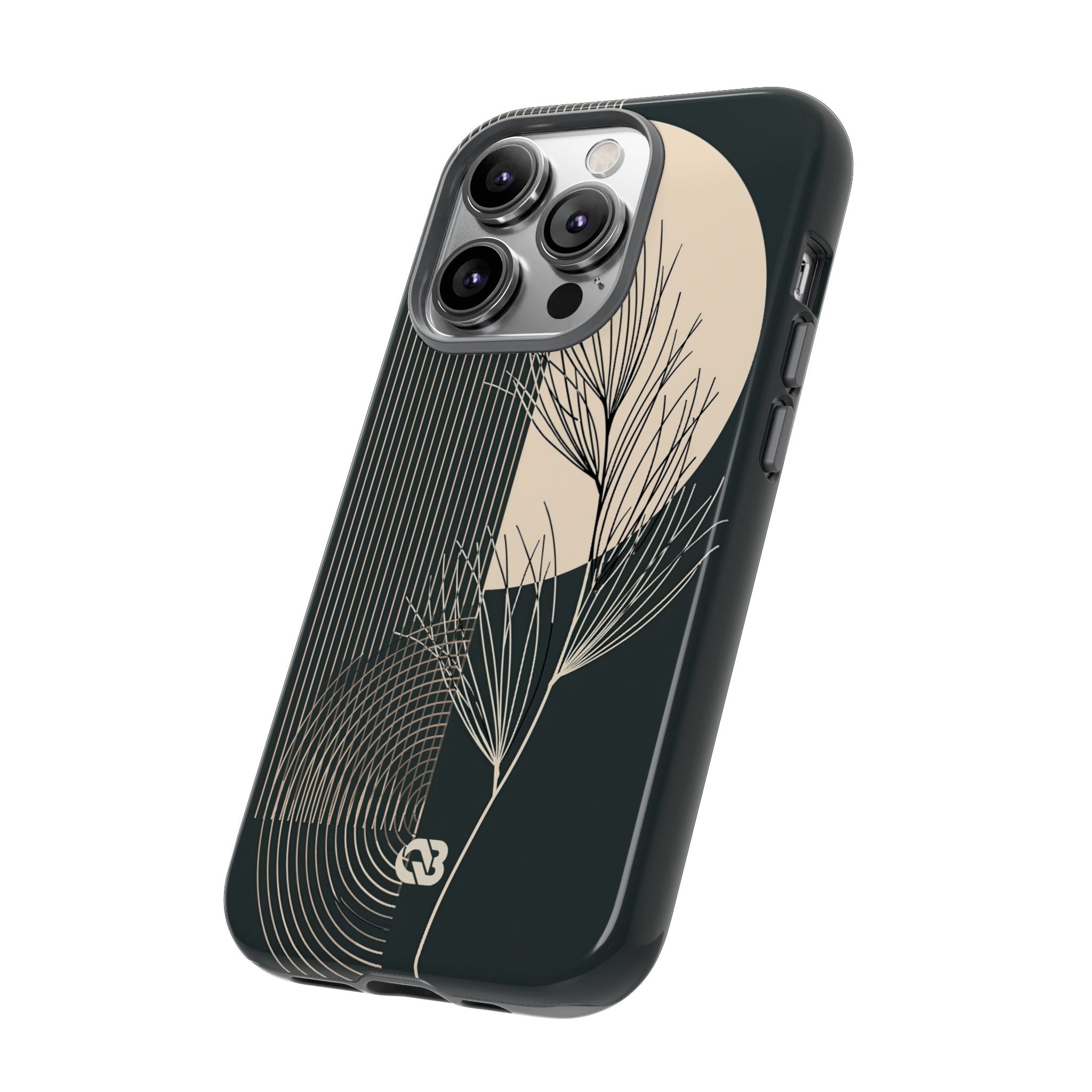 Black Tough Phone Case for iPhone - Obsidian Sand Willow