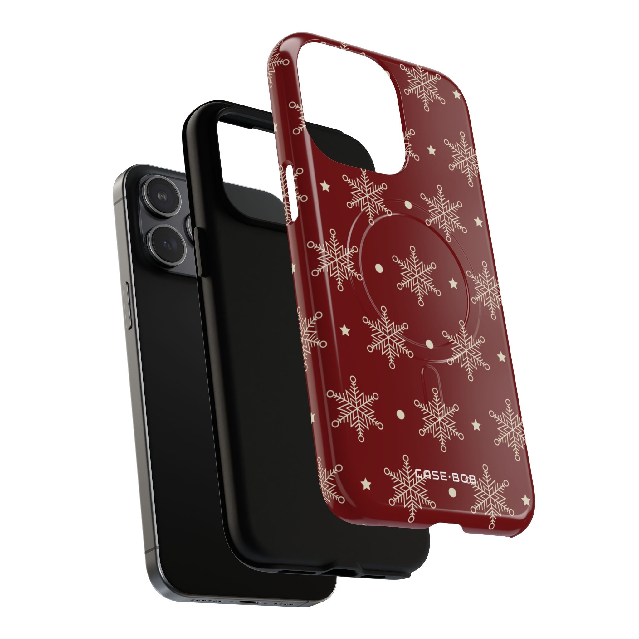 Cream Snowflake Crimson iPhone 15 Pro Max Cover - Tough+