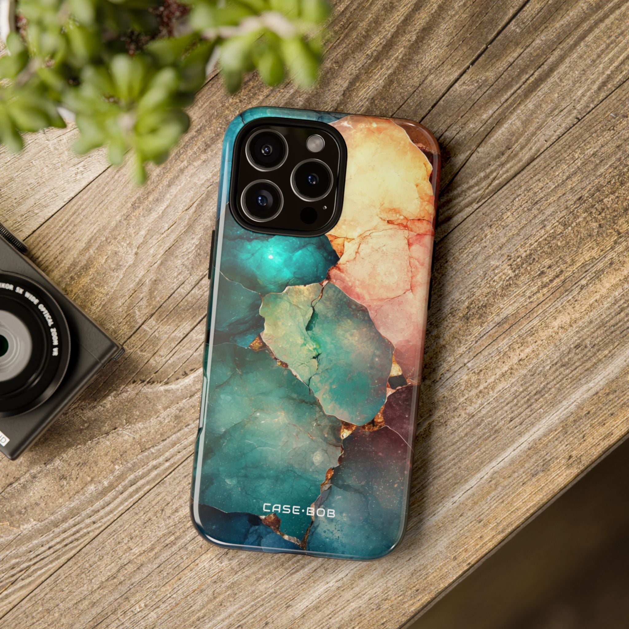 Teal Mosaic Veins iPhone 16 Pro Max Skal - Tough