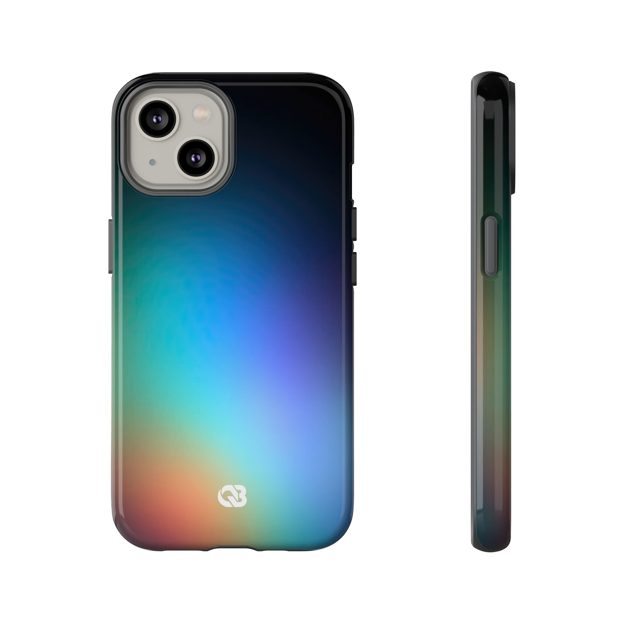 Black Tough Phone Case for iPhone - Electric Prism Grain