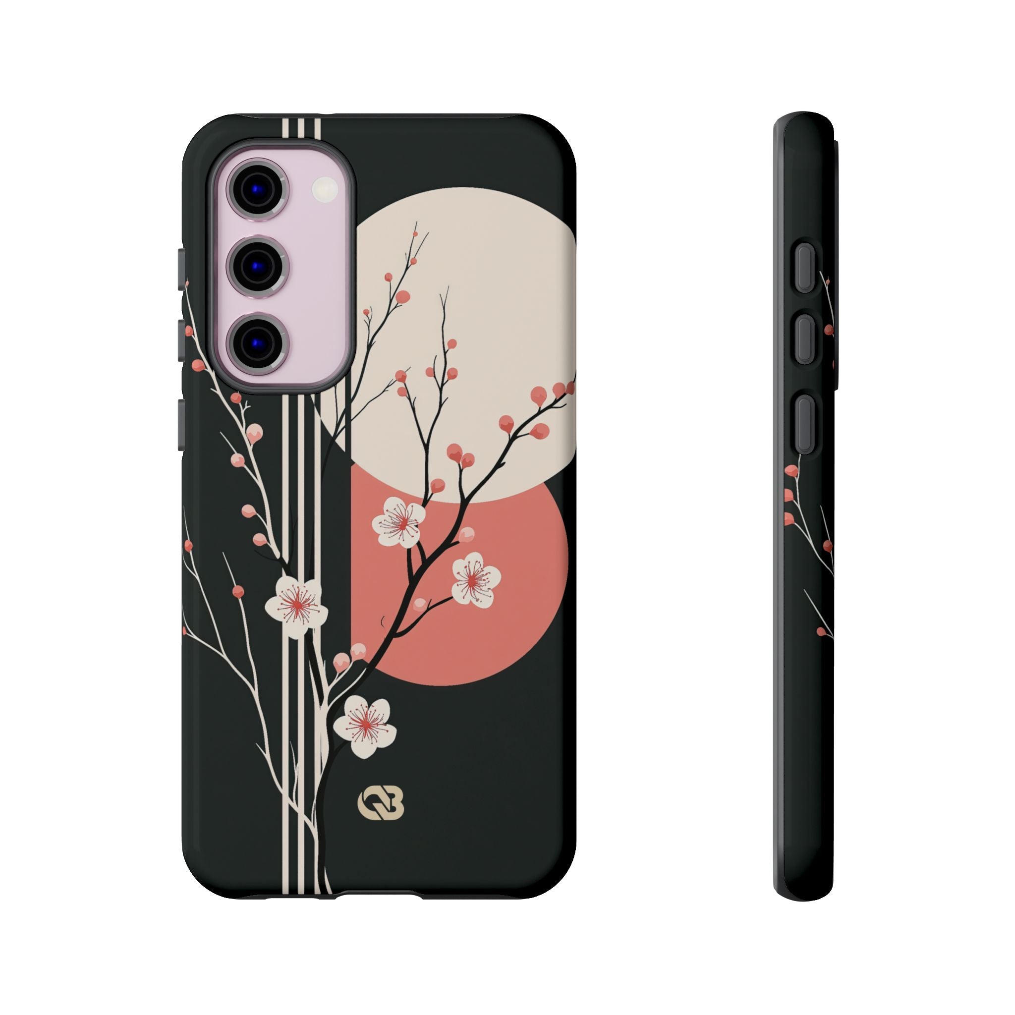 Black Tough Phone Case for Samsung - Kyoto Midnight Blossom
