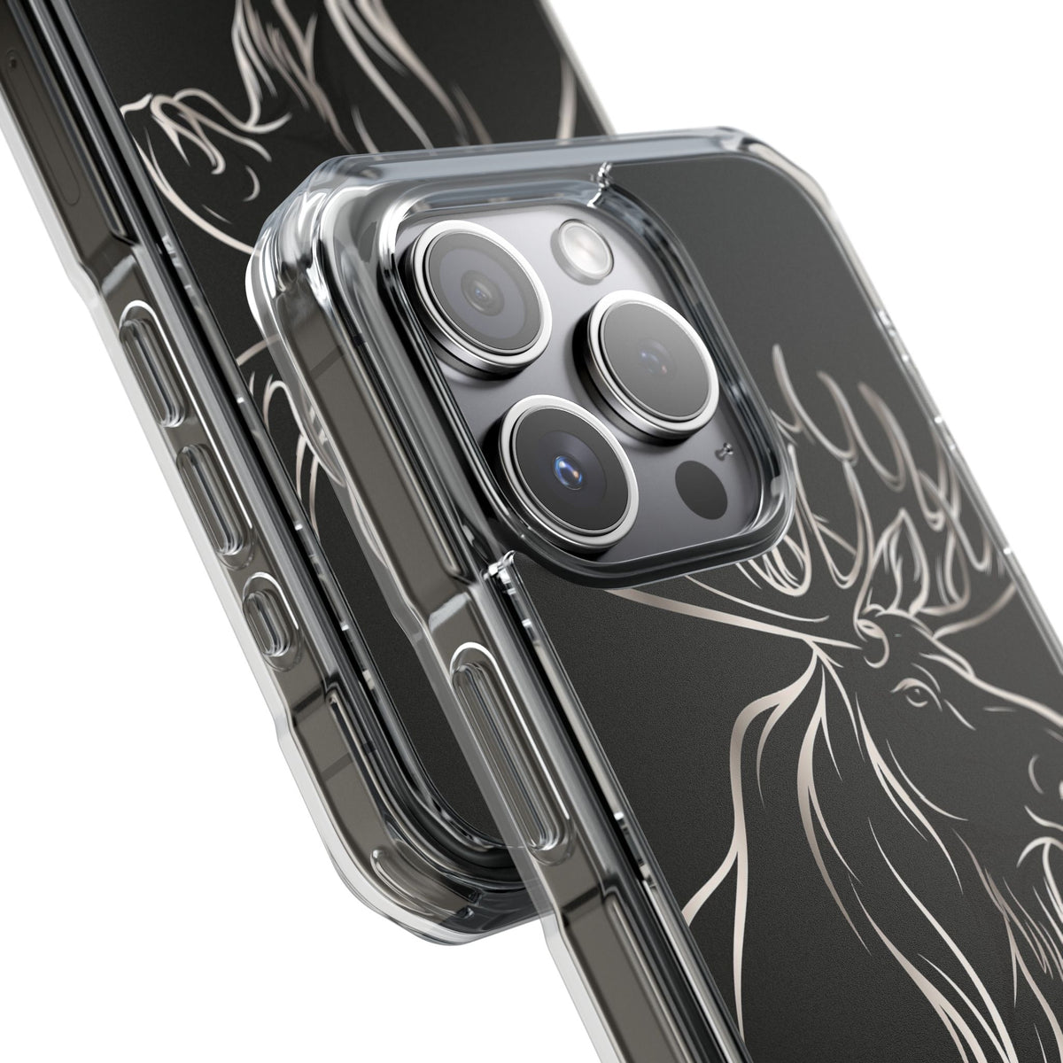 Nordic Moose Contour · Clear Impact Magnetic Phone Case for iPhone · Black