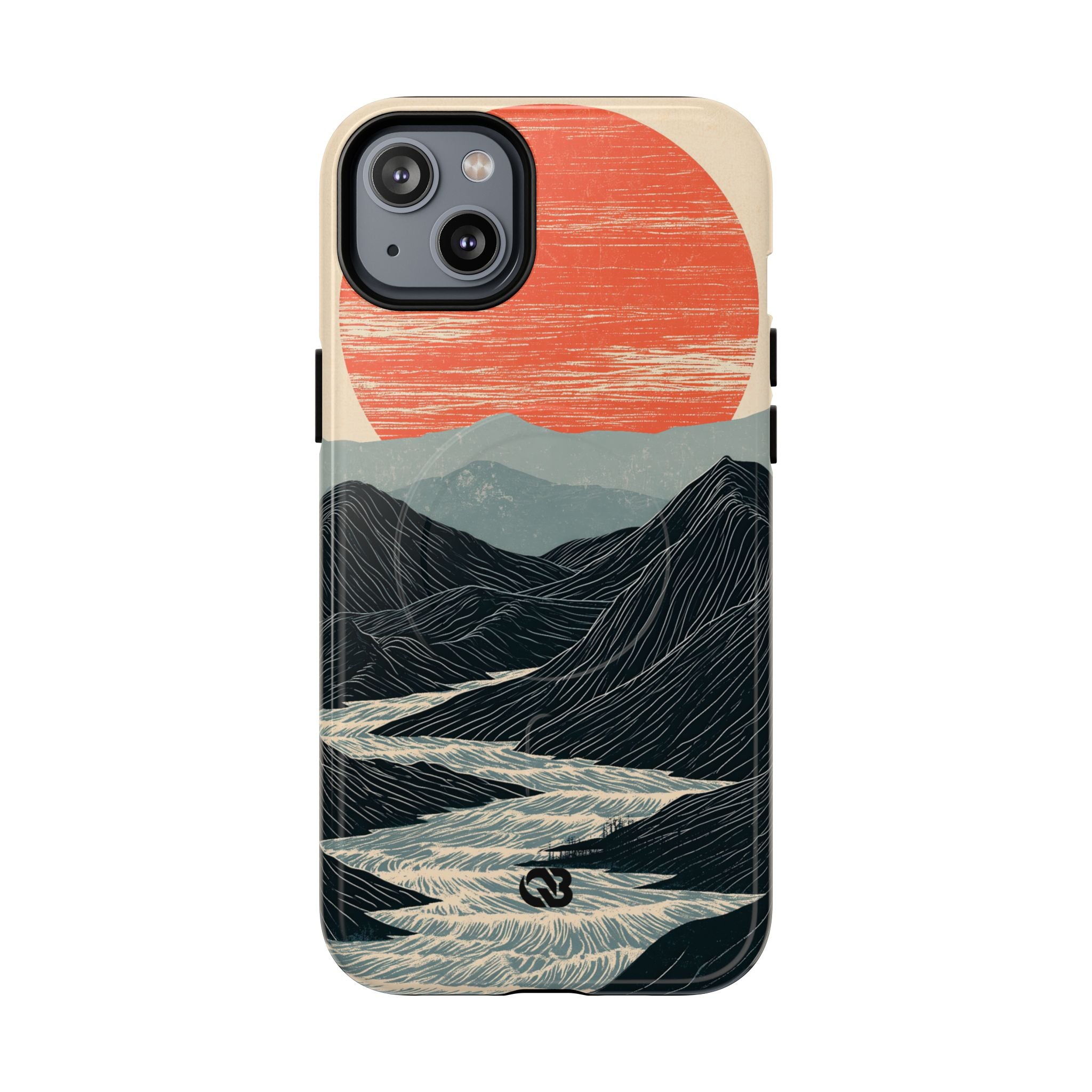Beige Tough 2.0 Magsafe Phone Case for iPhone - Crimson Ridge Flow