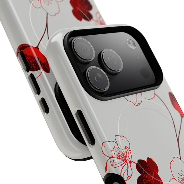 Crimson Sakura Blossom · Tough 2.0 Magnetic Phone Case for iPhone · Red