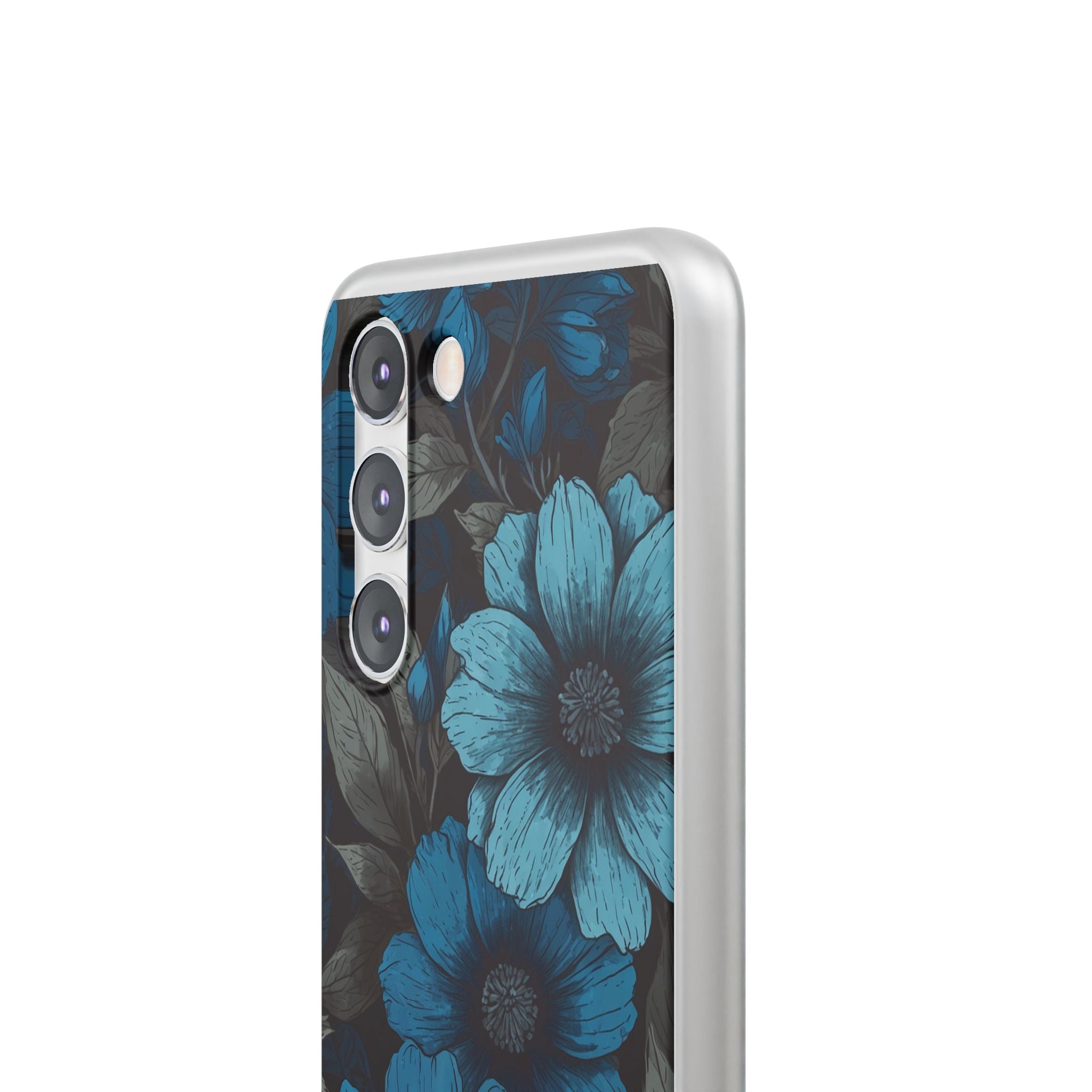 Obsidian Blue Petals · Soft Phone Case for Samsung