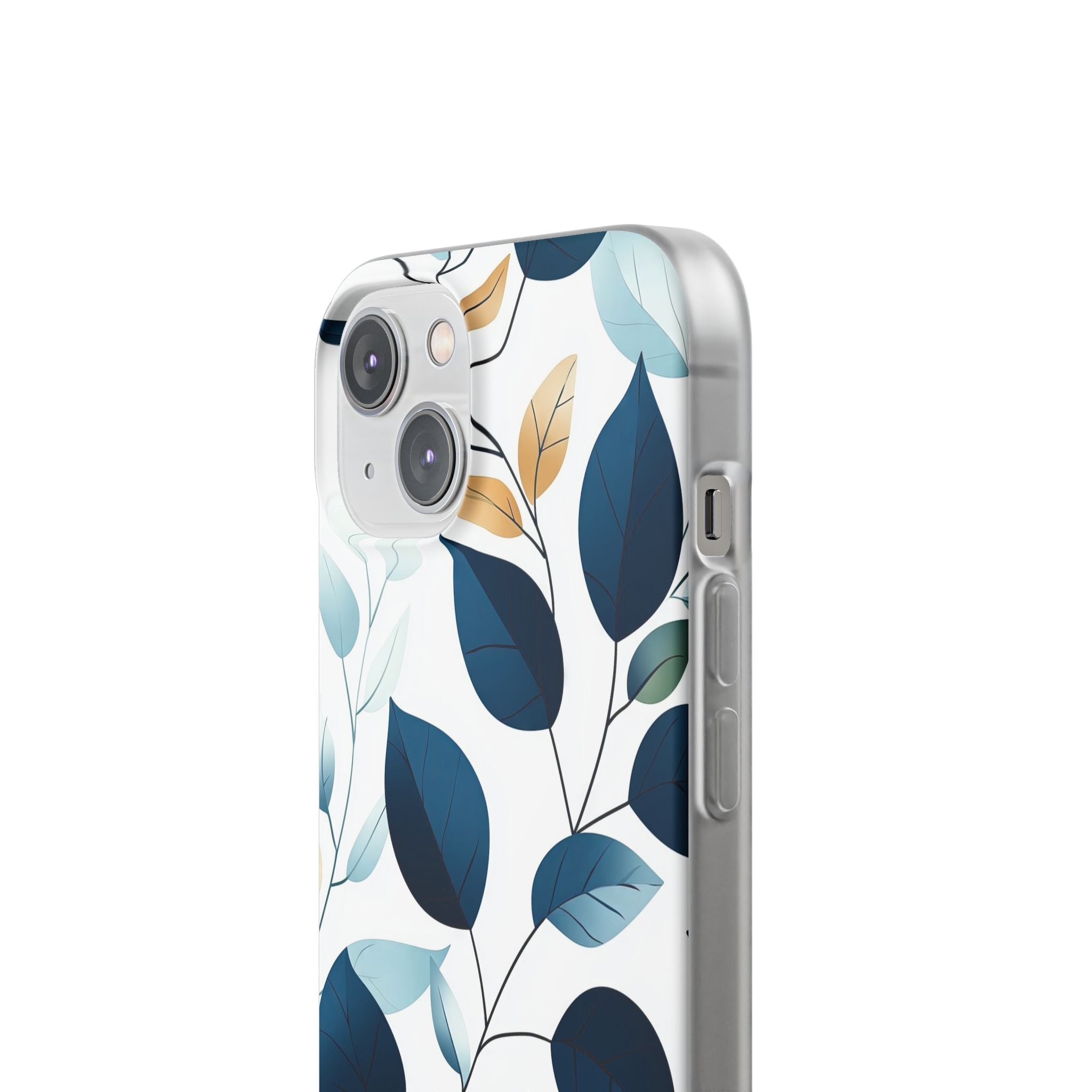 Navy Leaf Veins iPhone 14 Case - Soft