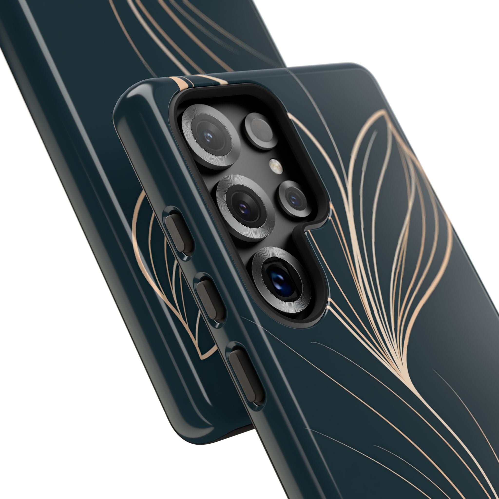 Teal Tough Phone Case for Samsung - Sandstone Silk Flora