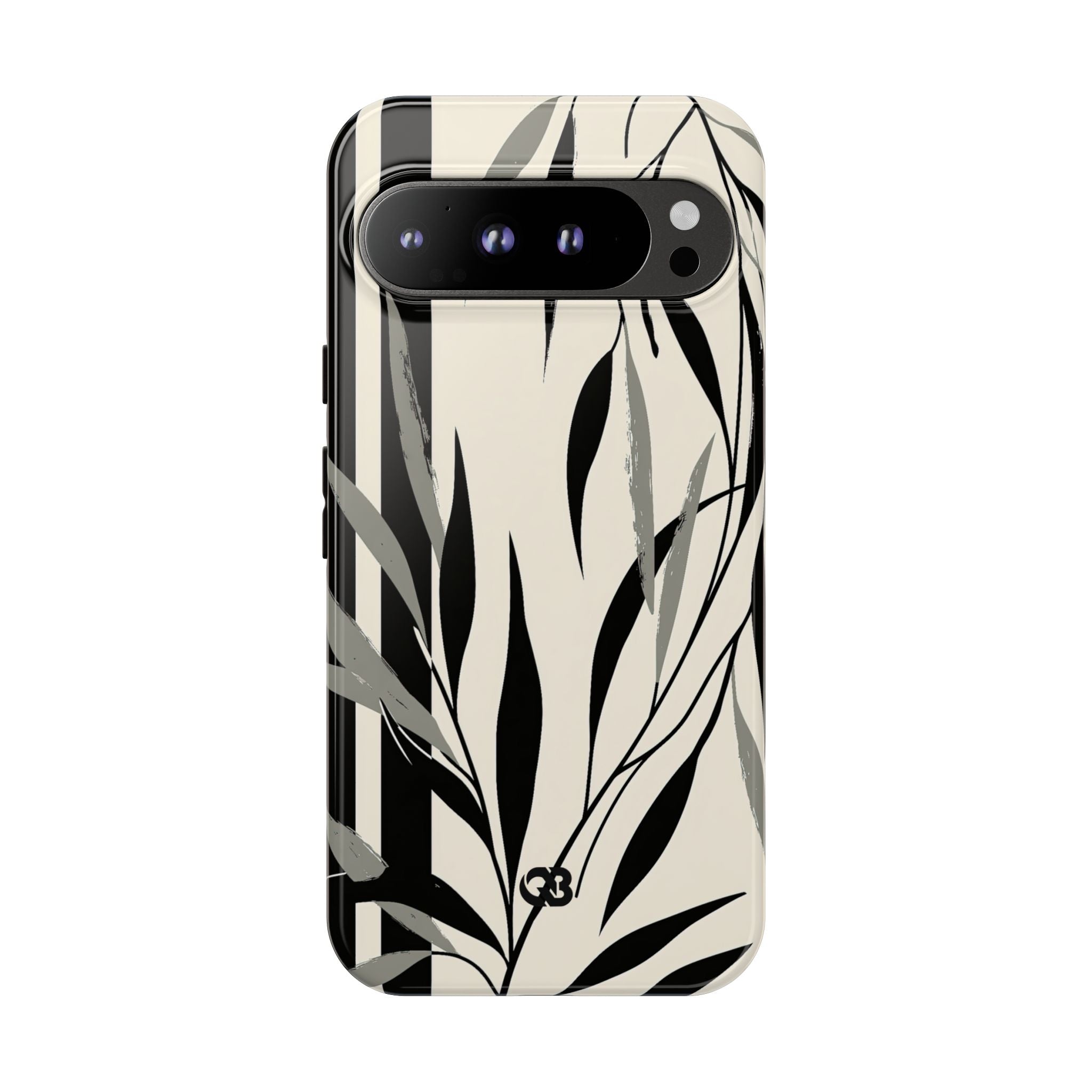 Beige Tough Phone Case for Google Pixel - Soot Leaf Sketch