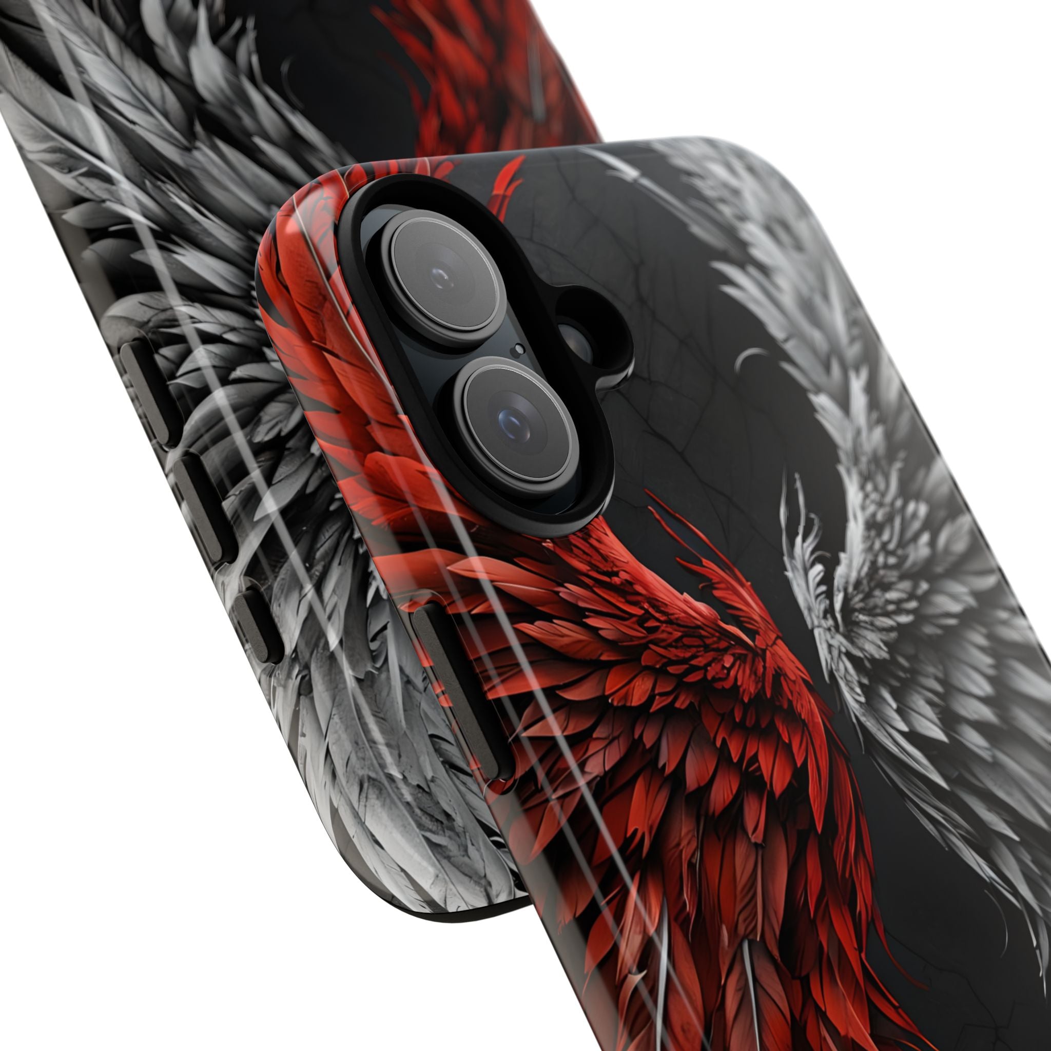 Crimson Silver Wings iPhone 16 Plus Case - Tough
