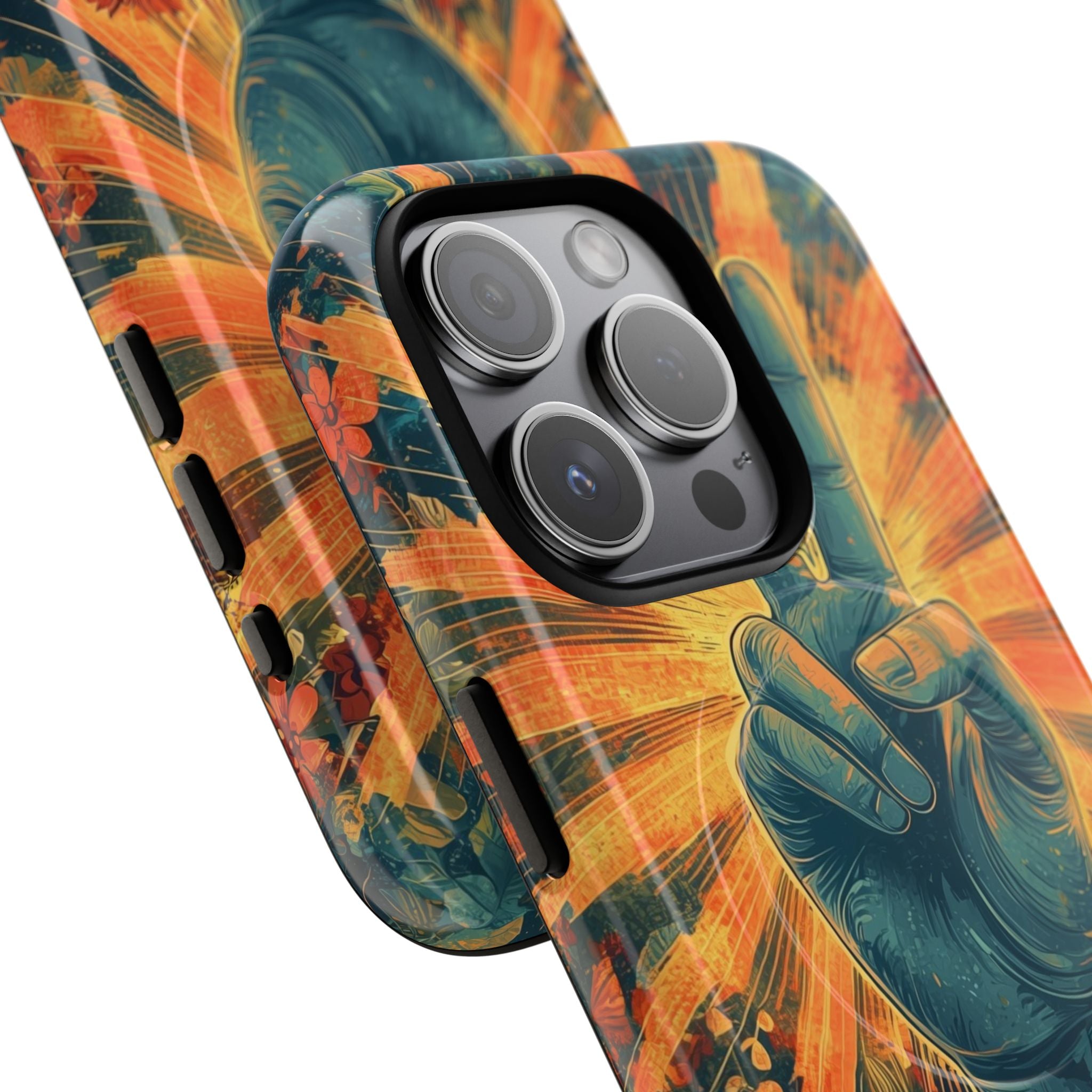 Fleur de paix radieuse · Coque de téléphone Tough+ pour iPhone · Magsafe