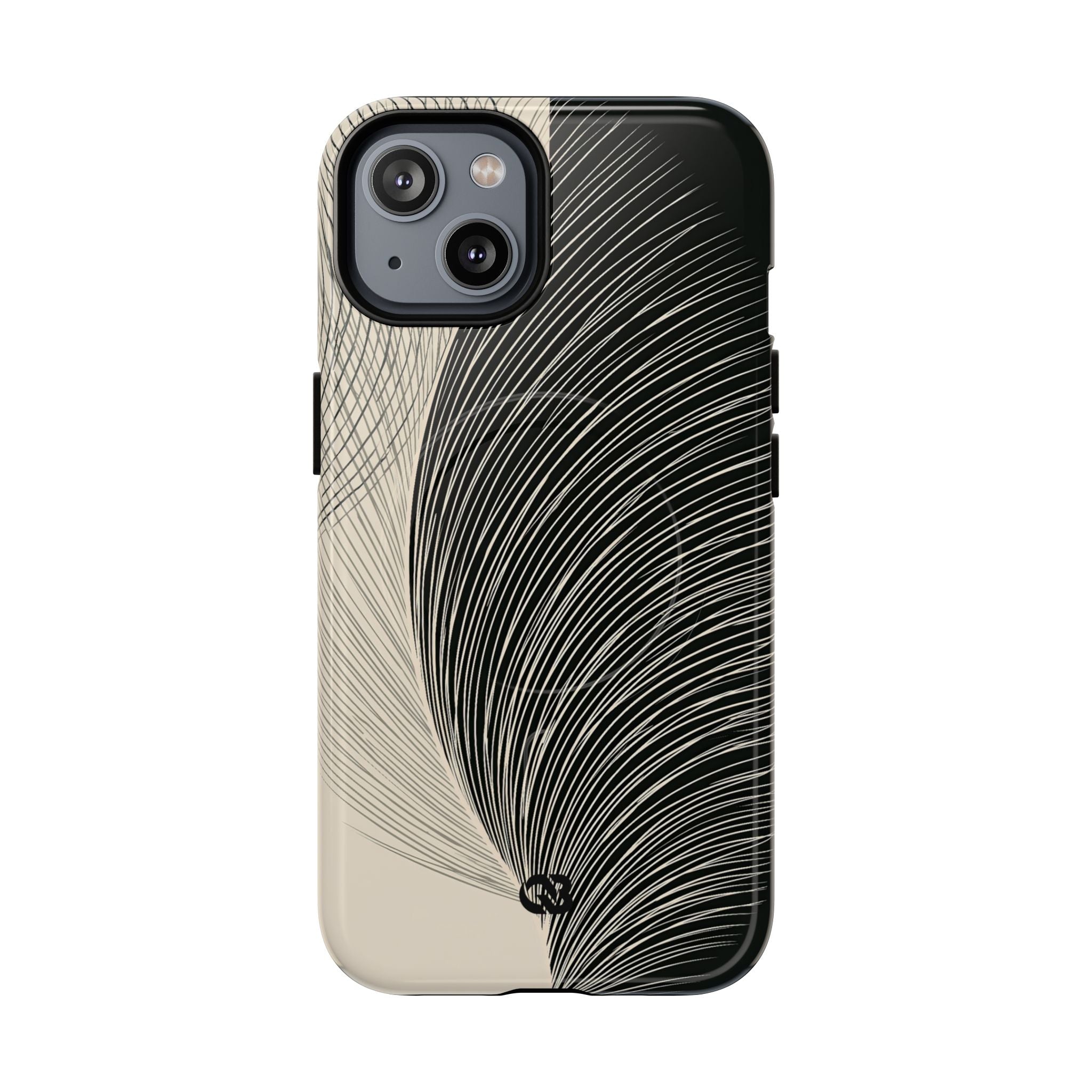 Beige Tough 2.0 Magsafe Phone Case for iPhone - Obsidian Cream Plume