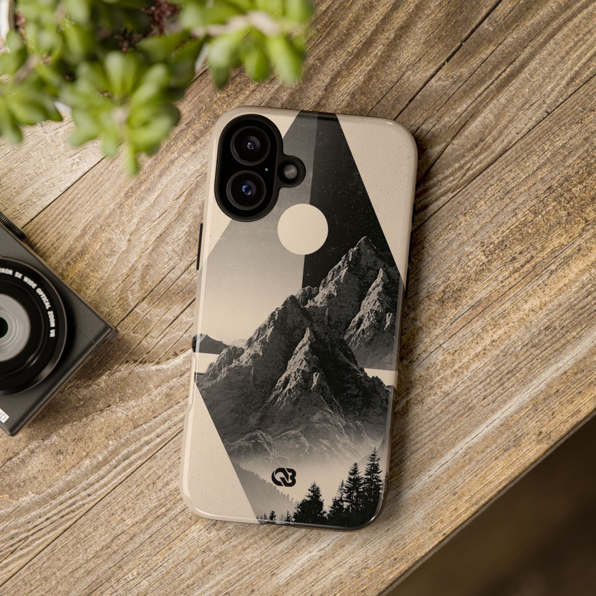 Beige Tough Phone Case for iPhone - Obsidian Summit Parchment