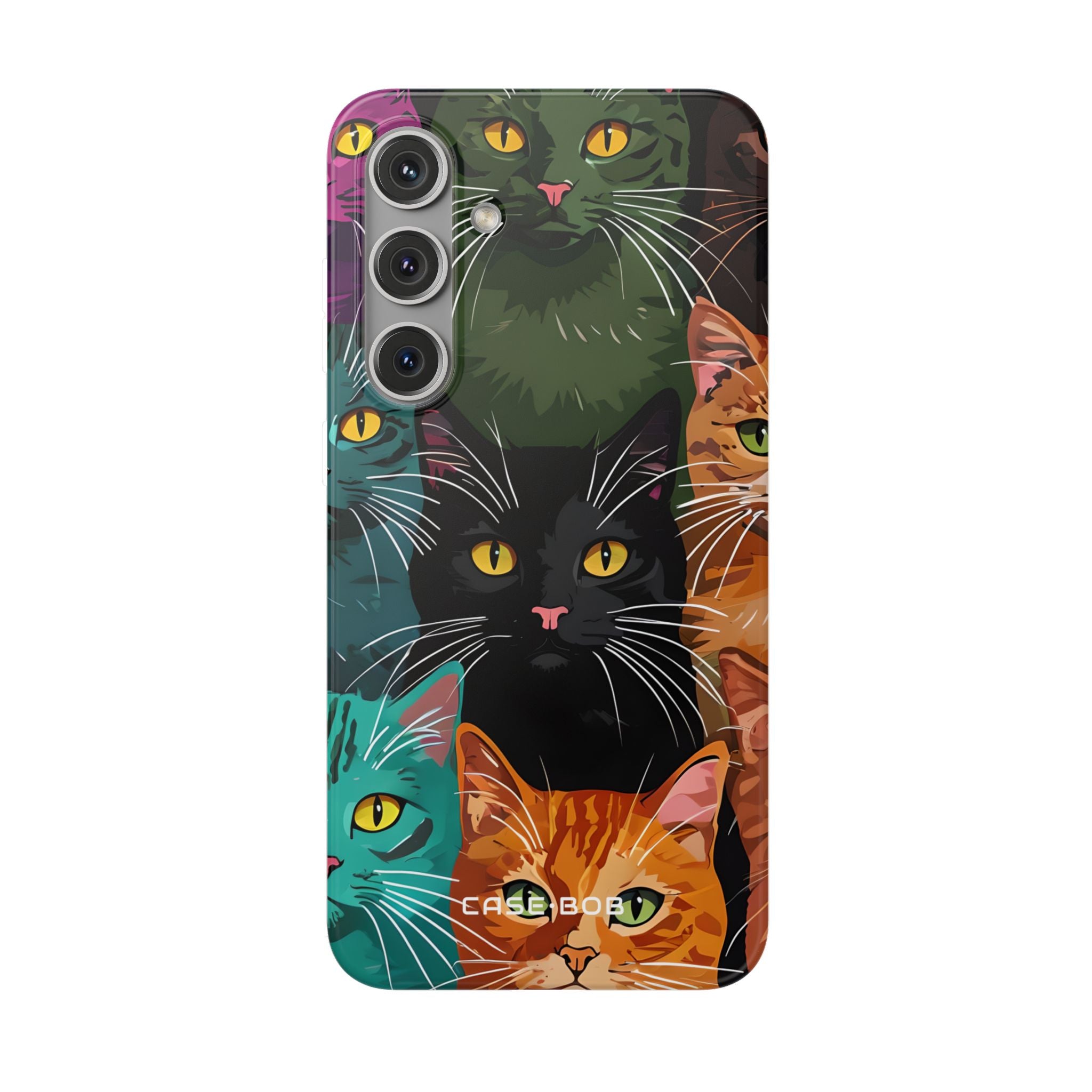 Sininen kissa ruudukko Samsung S24 Plus -pehmeä suojakotelo