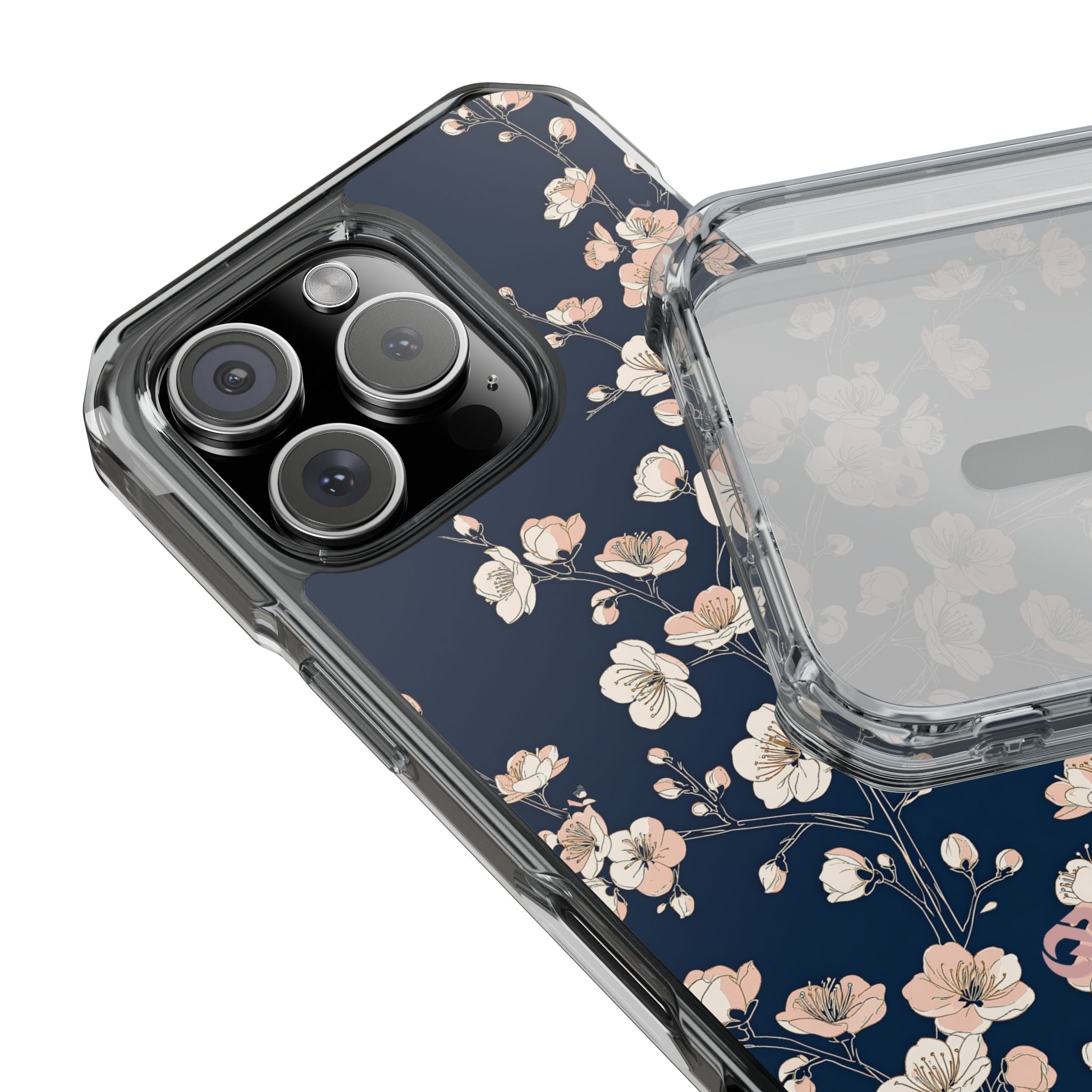 Blue Impact MagSafe Phone Case for iPhone - Midnight Peach Sakura