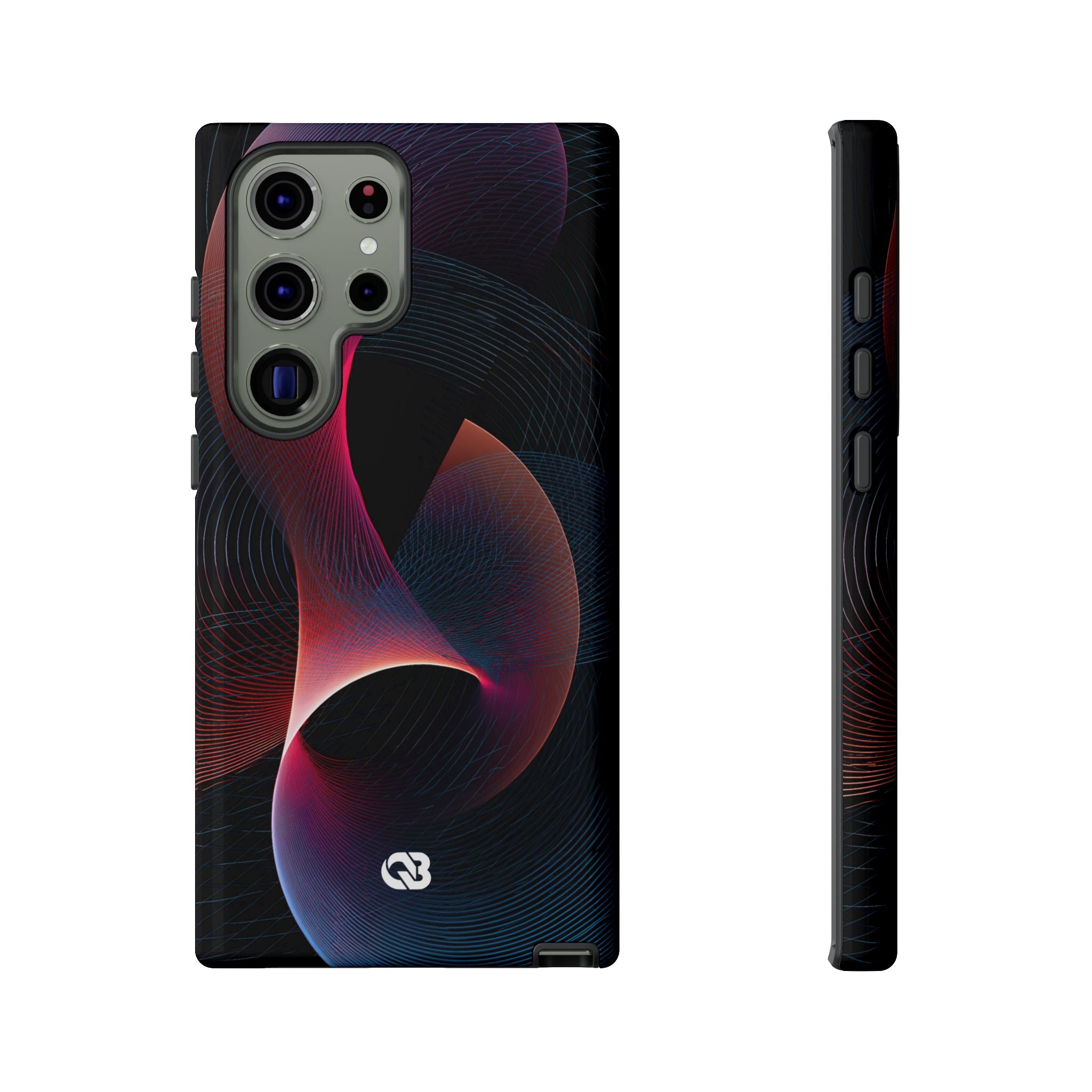 Black Tough Phone Case for Samsung - Cobalt Crimson Flux