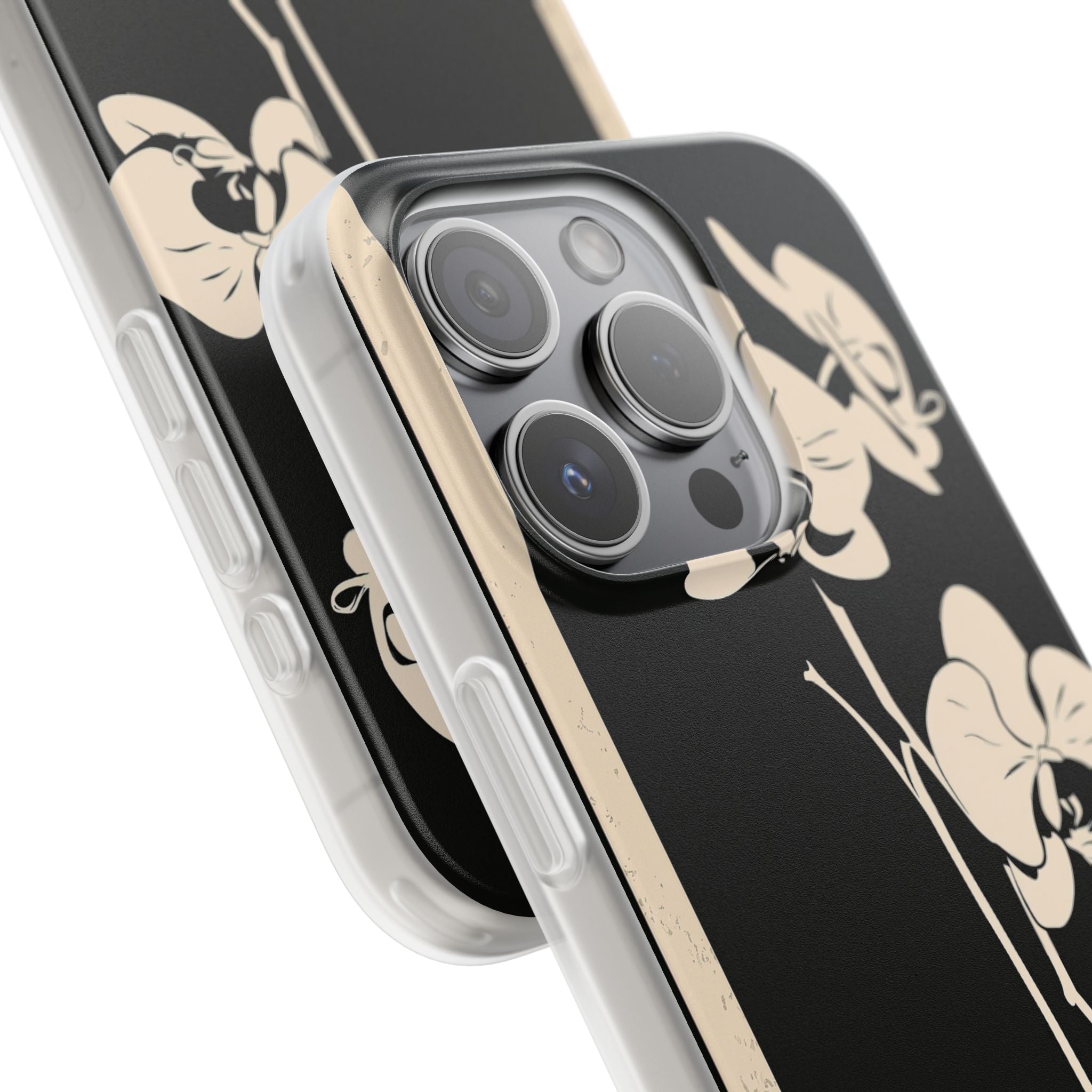 Black Lite Phone Case for iPhone - Obsidian Bone Orchid