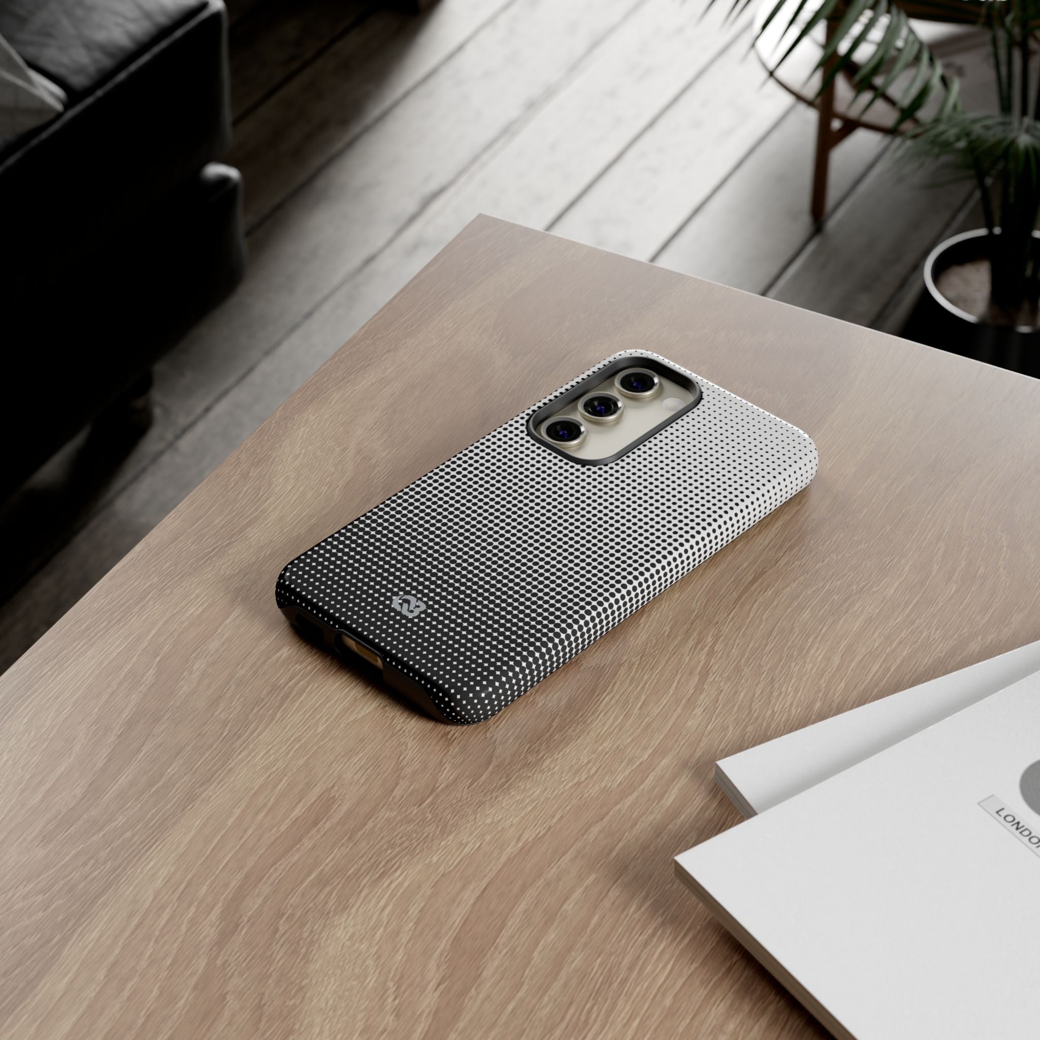 Black Tough Phone Case for Samsung - Obsidian Halftone Flux