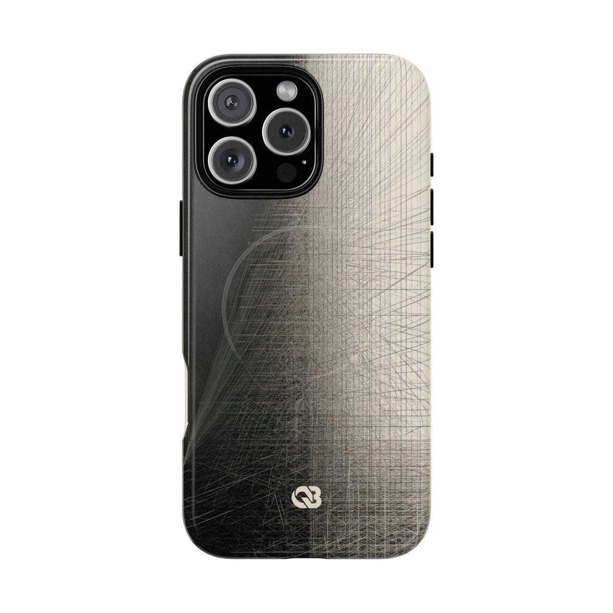 Beige Tough 2.0 Magsafe Phone Case for iPhone - Brutalist Graphite Grid