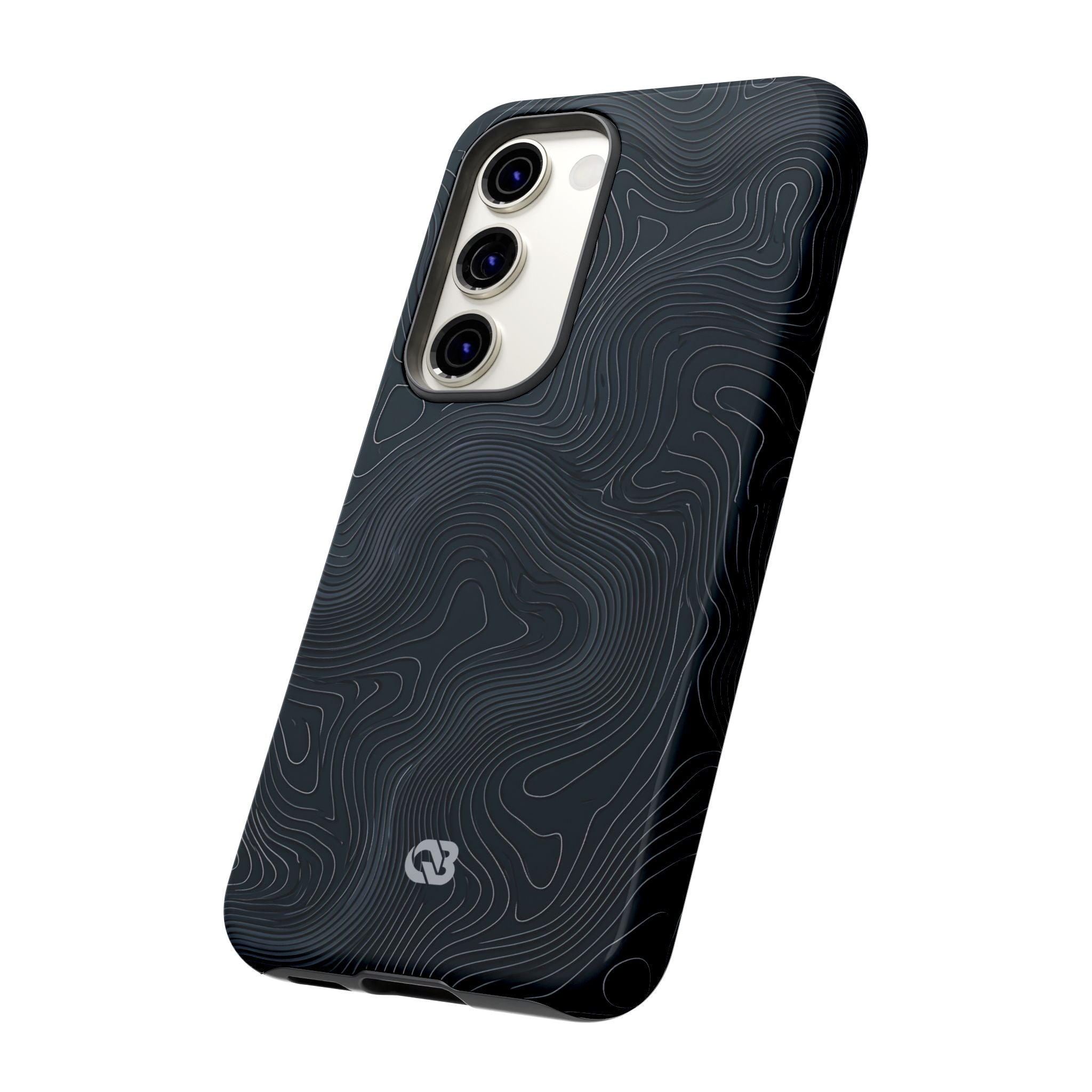 Black Tough Phone Case for Samsung - Obsidian Ridge Topo