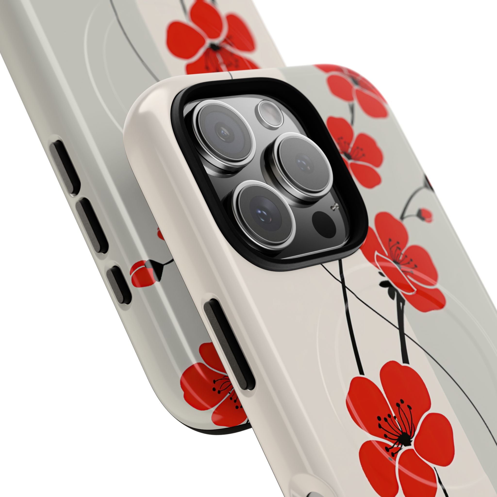 Red Tough 2.0 Magsafe Phone Case for iPhone - Crimson Plum Ink